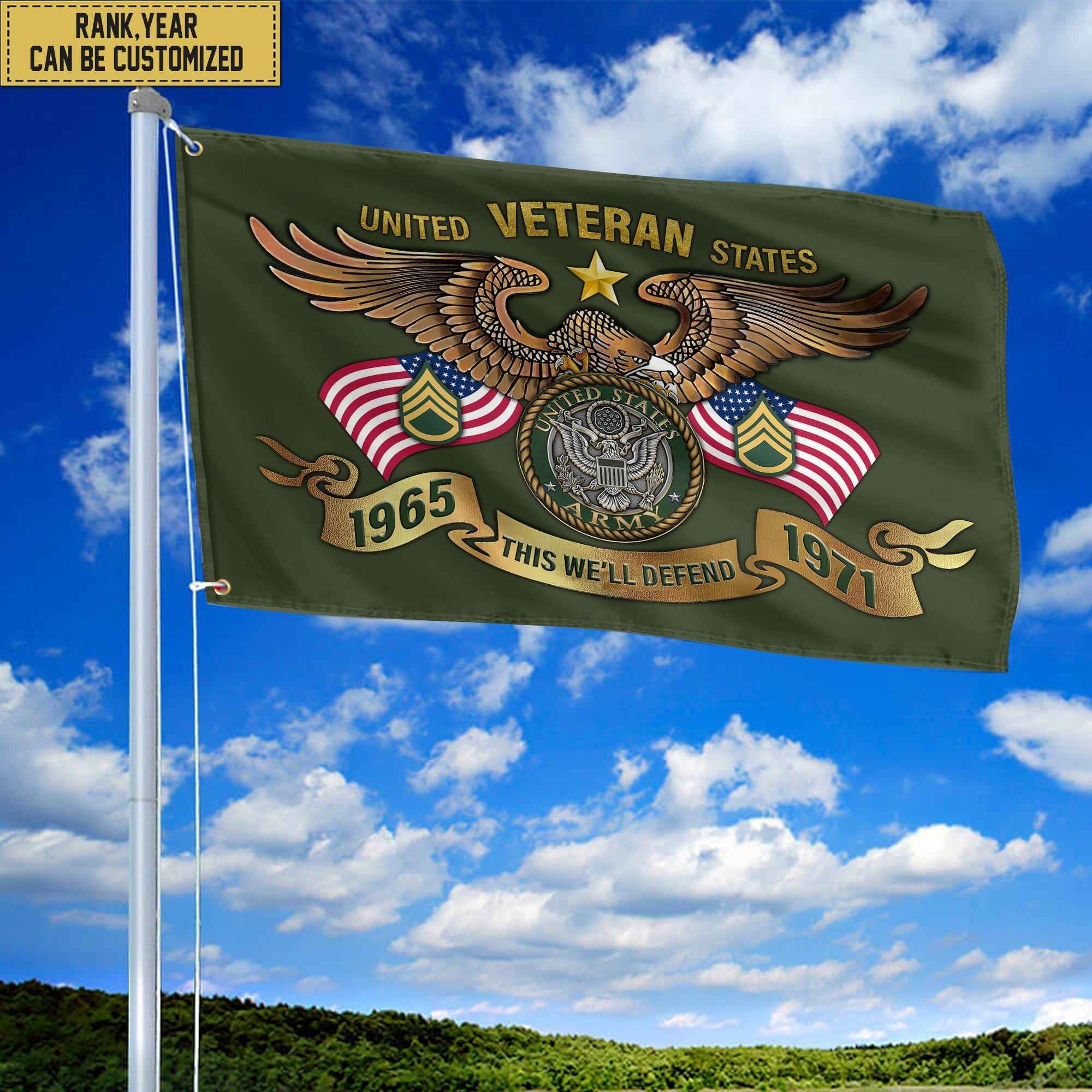 Custom US Army Veteran Grommet Flag, Gift For Army Veteran, Gift For Veterans Day, Memorial Day, Father's Day VPVC104501