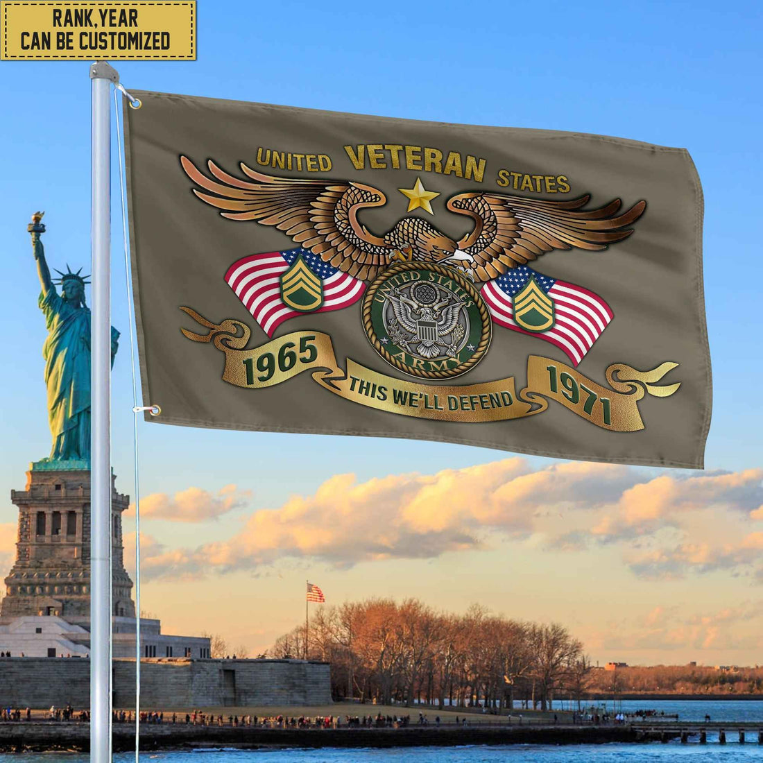 Custom US Army Veteran Grommet Flag, Gift For Army Veteran, Gift For Veterans Day, Memorial Day, Father's Day VPVC104501