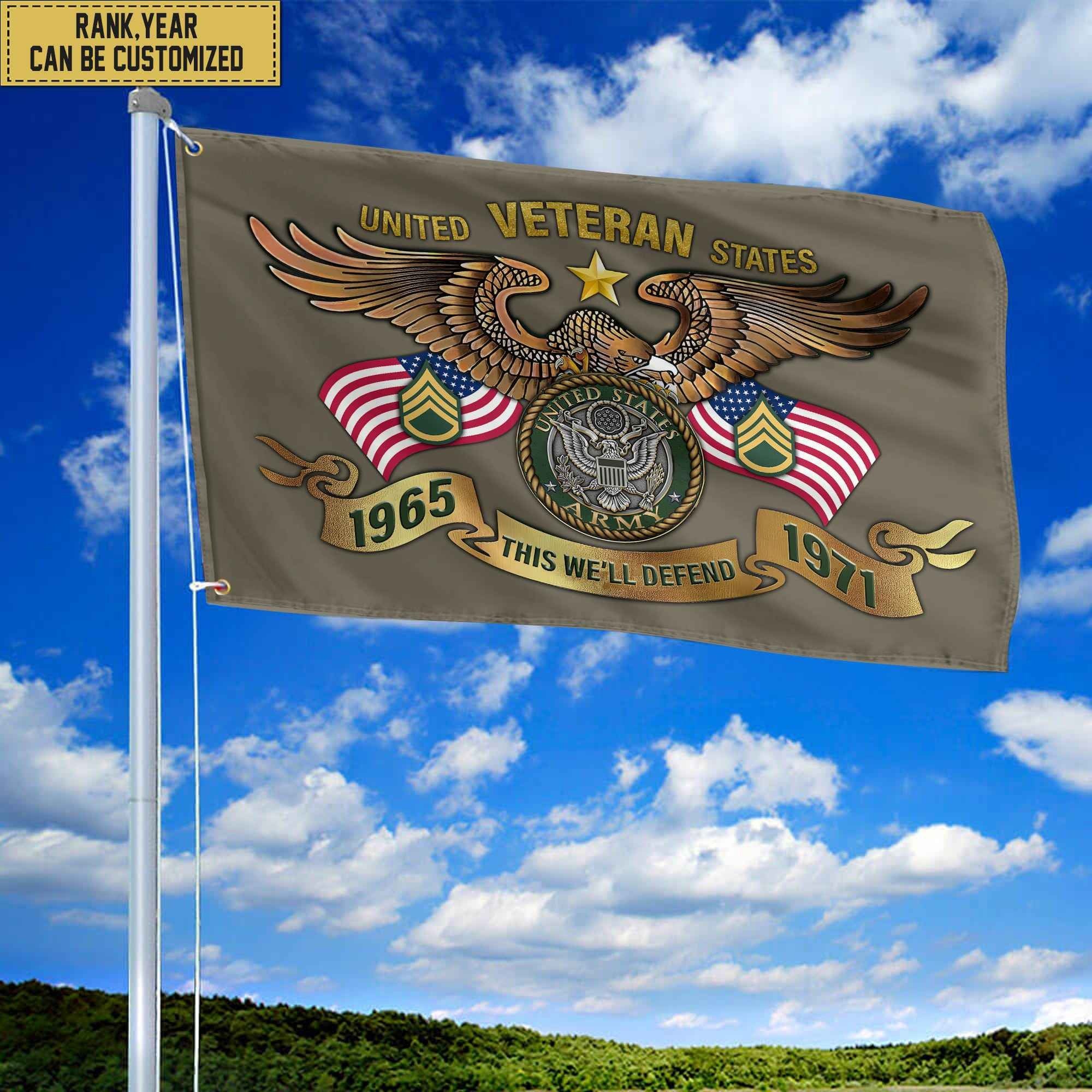 Custom US Army Veteran Grommet Flag, Gift For Army Veteran, Gift For Veterans Day, Memorial Day, Father's Day VPVC104501
