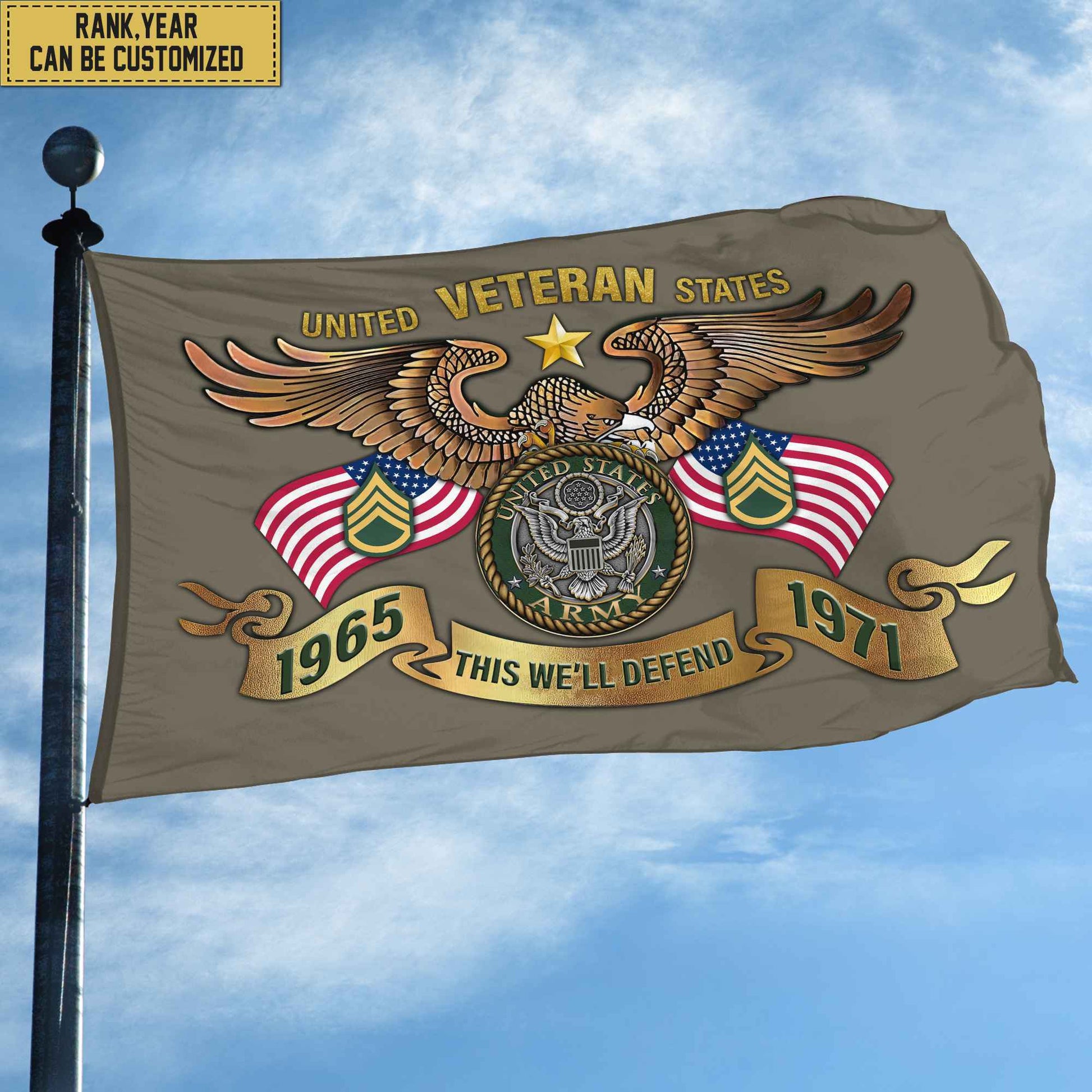 Custom US Army Veteran Grommet Flag, Gift For Army Veteran, Gift For Veterans Day, Memorial Day, Father's Day VPVC104501