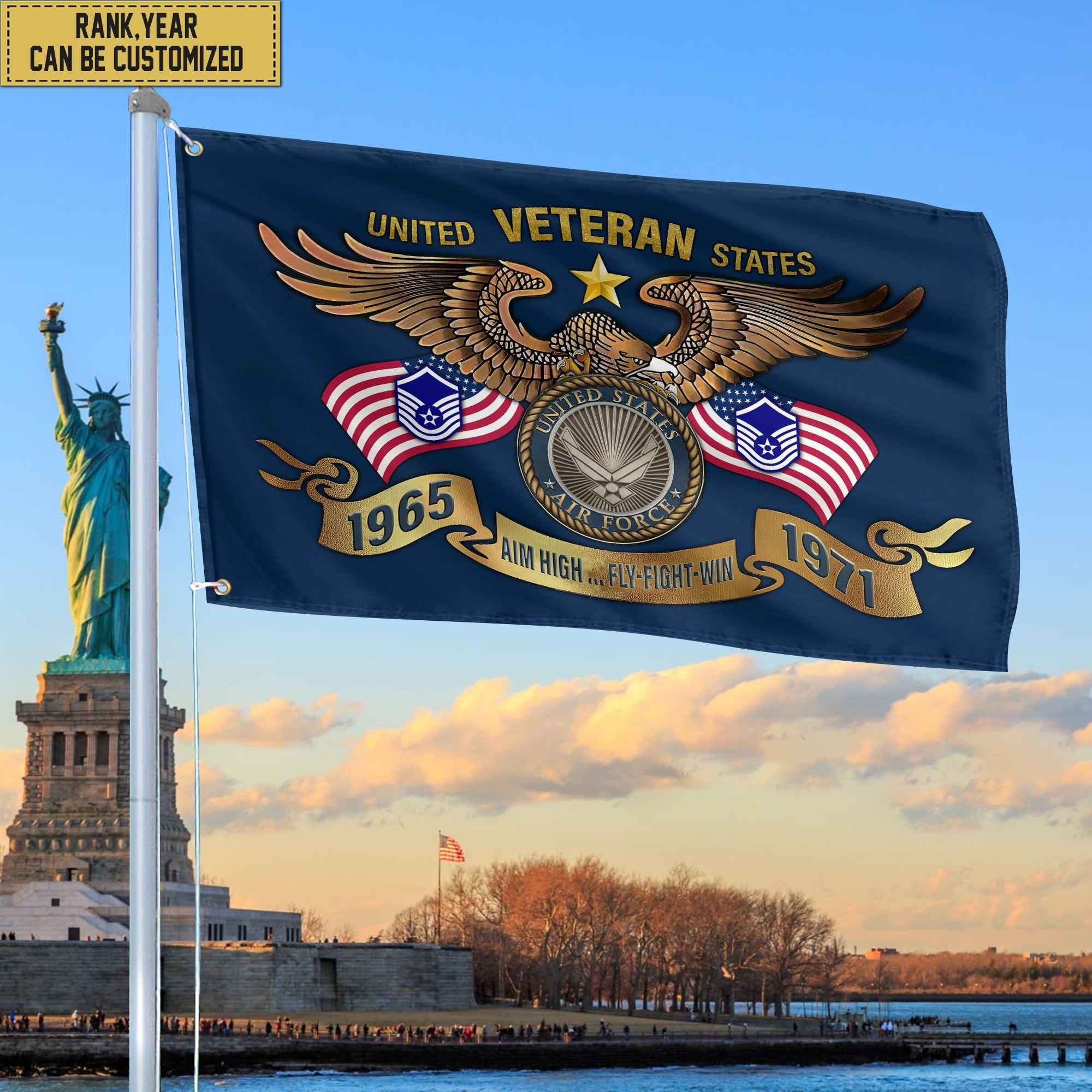 Custom USAF Veteran Grommet Flag, Gift For Air Force Veteran, Gift For Veterans Day, Memorial Day, Father's Day VPVC104504