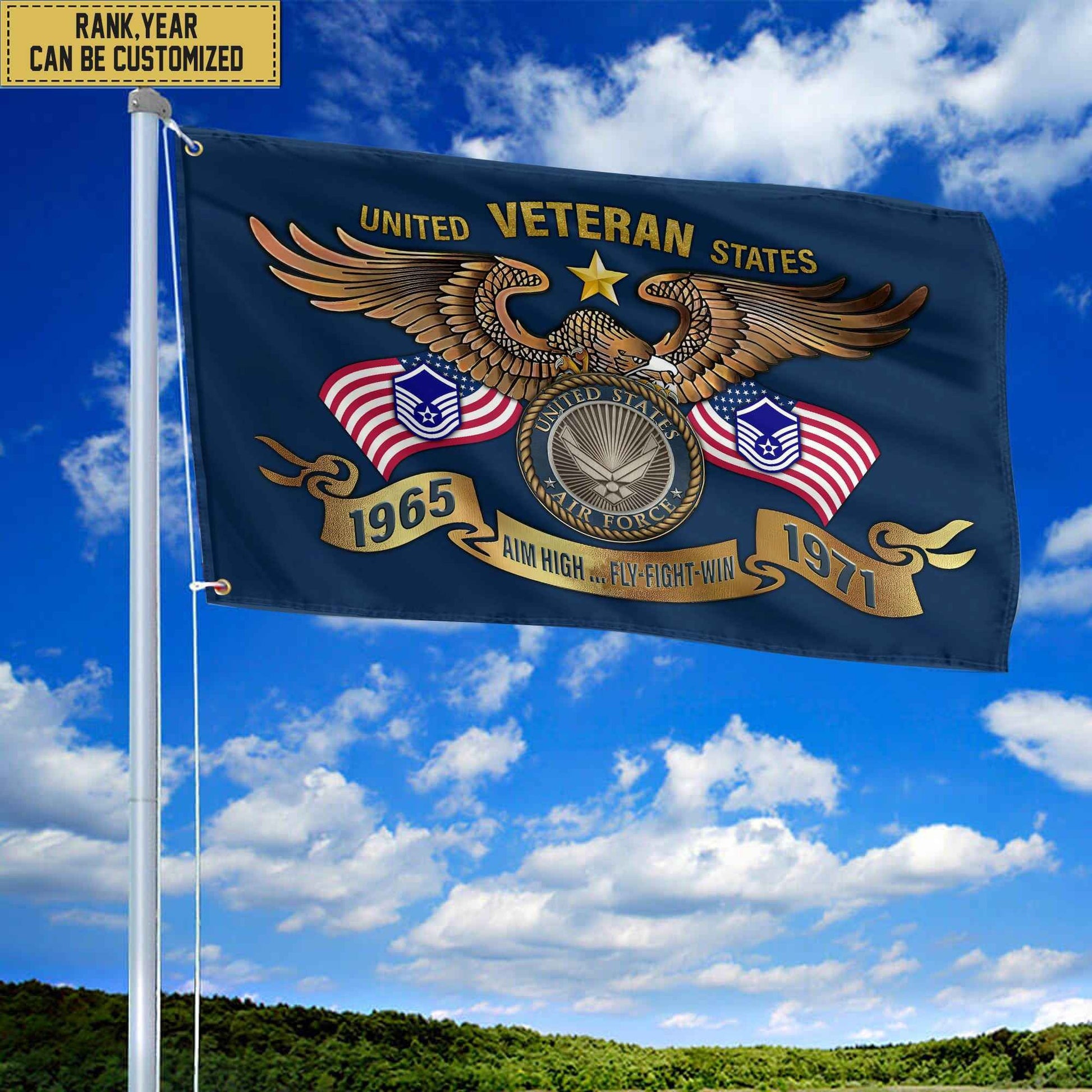 Custom USAF Veteran Grommet Flag, Gift For Air Force Veteran, Gift For Veterans Day, Memorial Day, Father's Day VPVC104504