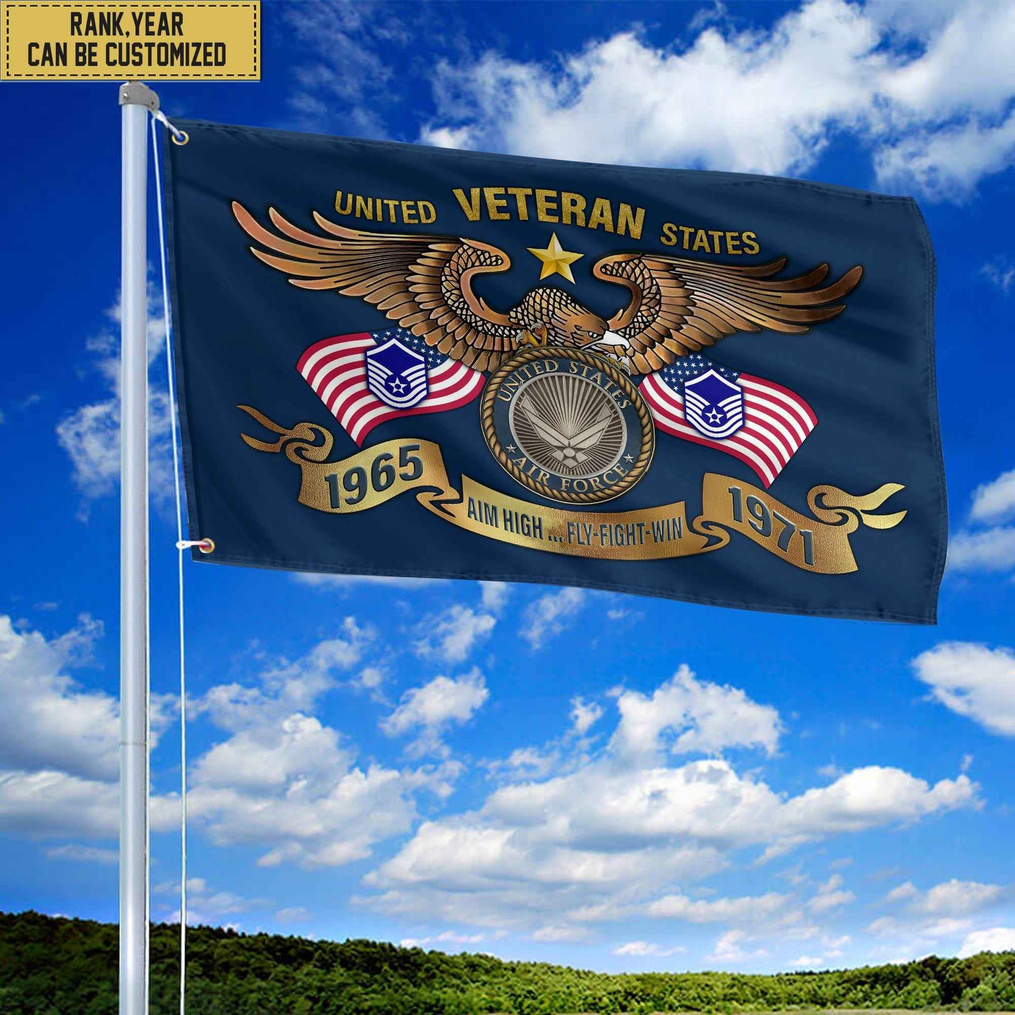 Custom USAF Veteran Grommet Flag, Gift For Air Force Veteran, Gift For Veterans Day, Memorial Day, Father's Day VPVC104504