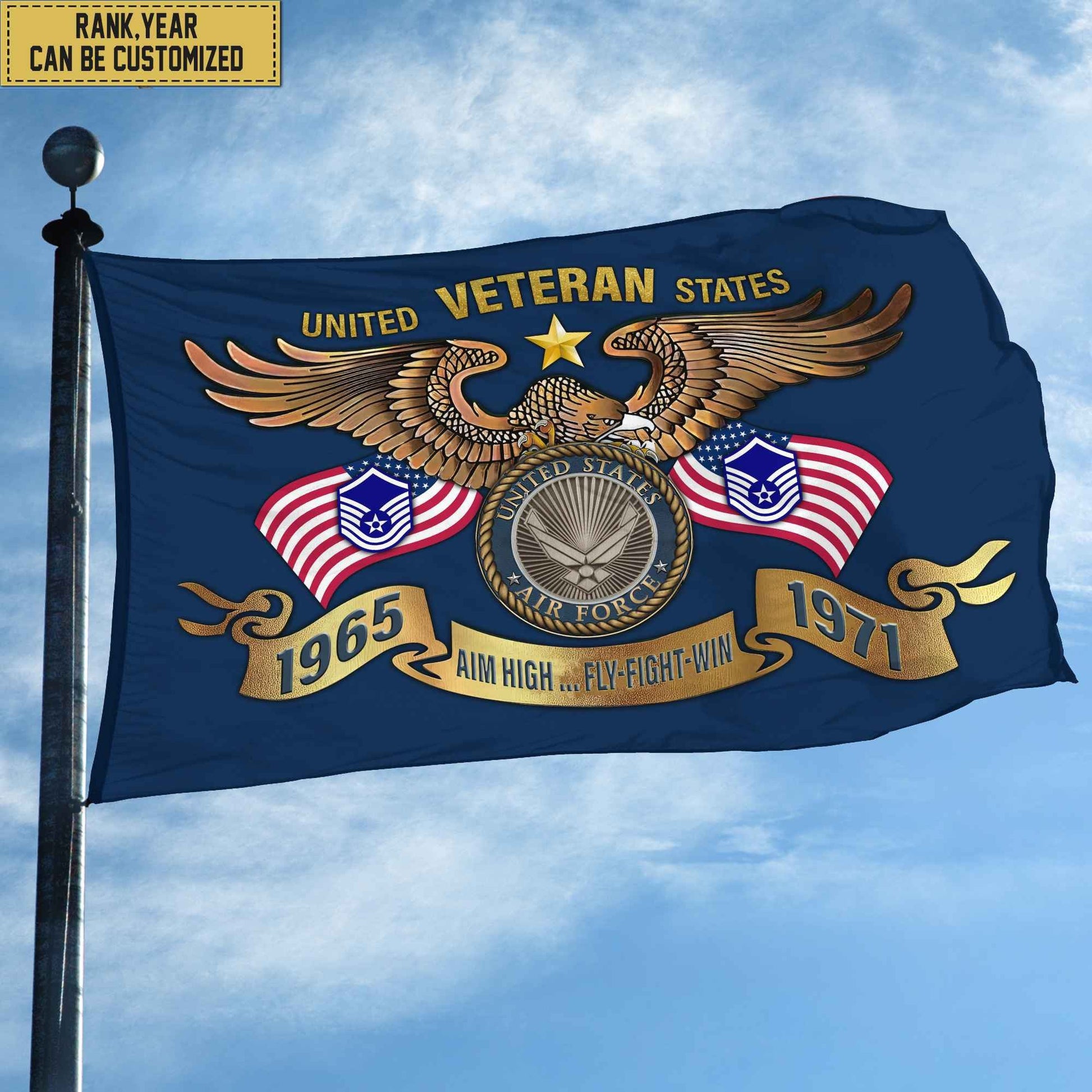 Custom USAF Veteran Grommet Flag, Gift For Air Force Veteran, Gift For Veterans Day, Memorial Day, Father's Day VPVC104504