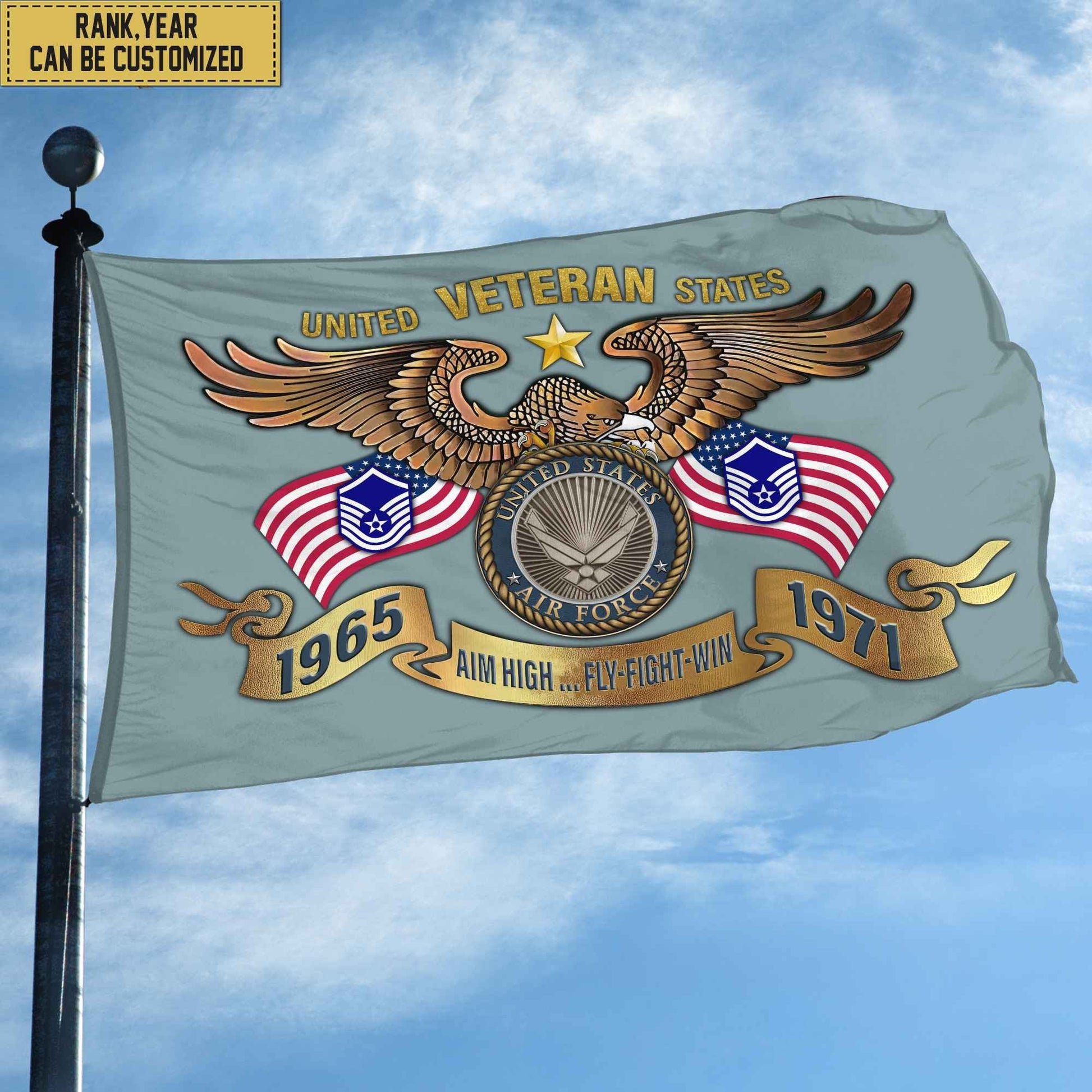 Custom USAF Veteran Grommet Flag, Gift For Air Force Veteran, Gift For Veterans Day, Memorial Day, Father's Day VPVC104504