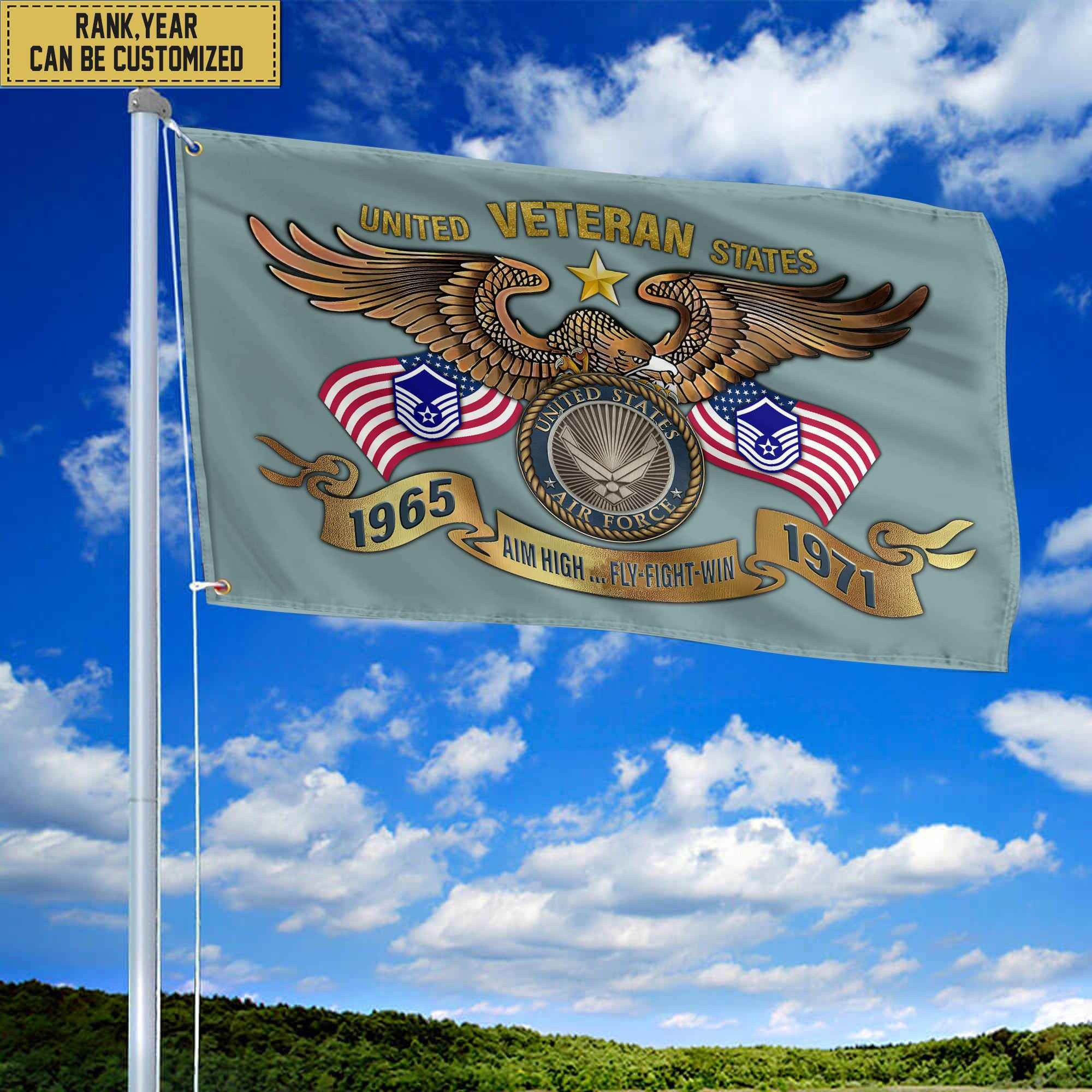 Custom USAF Veteran Grommet Flag, Gift For Air Force Veteran, Gift For Veterans Day, Memorial Day, Father's Day VPVC104504