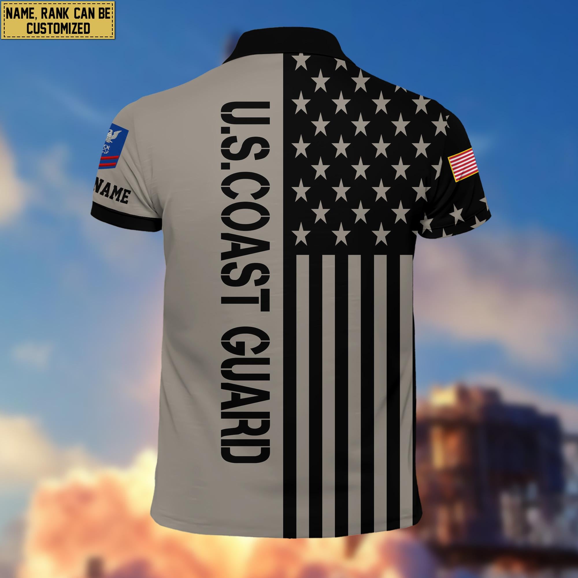 USCG Polo Shirt, Custom Name, Rank Gift For Coast Guard Veteran VPVC200605