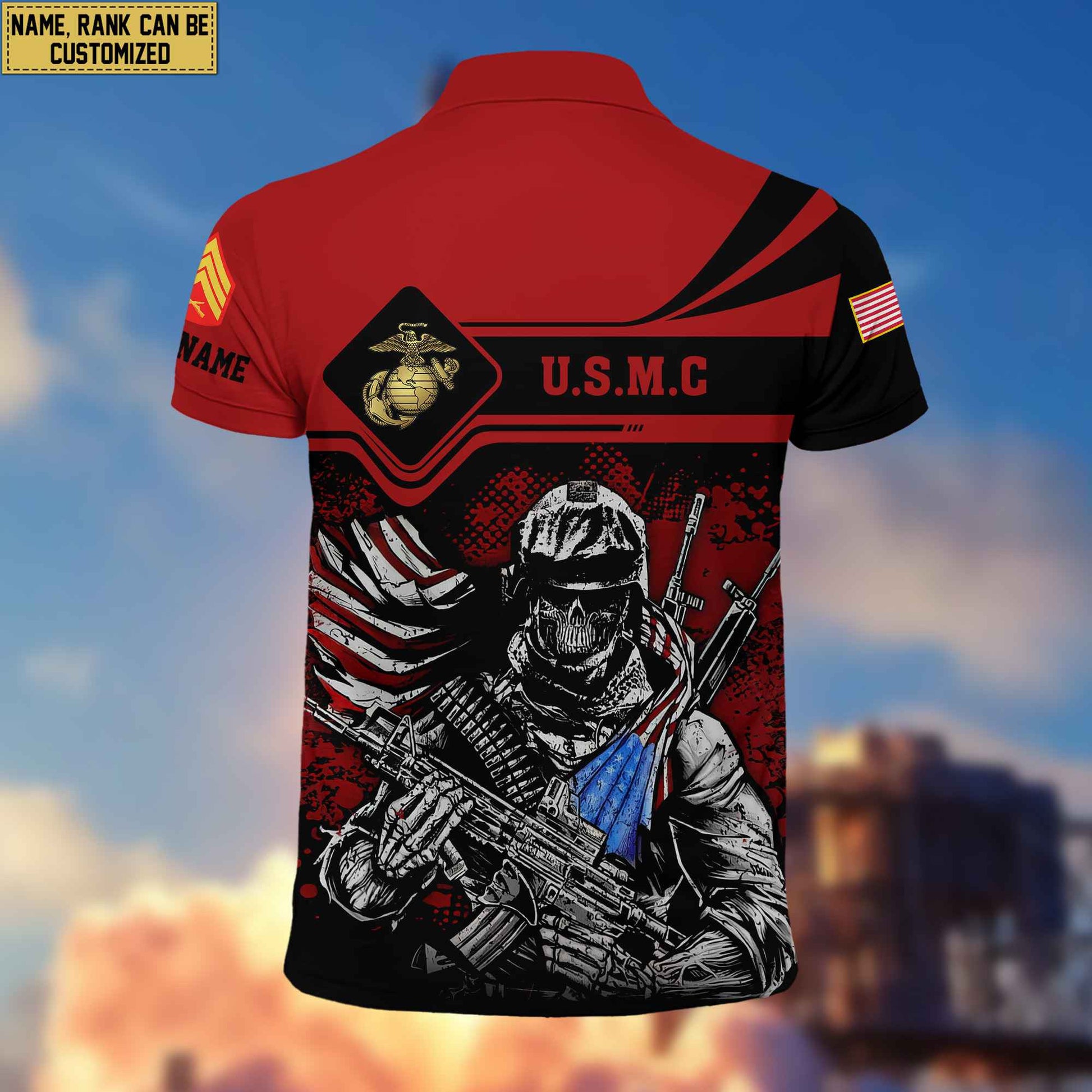 USMC Veteran Polo Shirt, Custom Name, Rank For Marine Veteran VPVC200703