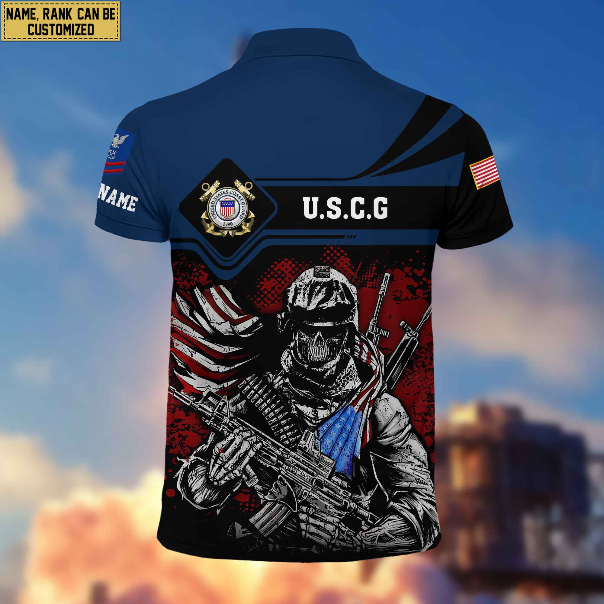USCG Veteran Polo Shirt, Custom Name, Rank For Coast Guard Veteran VPVC200705