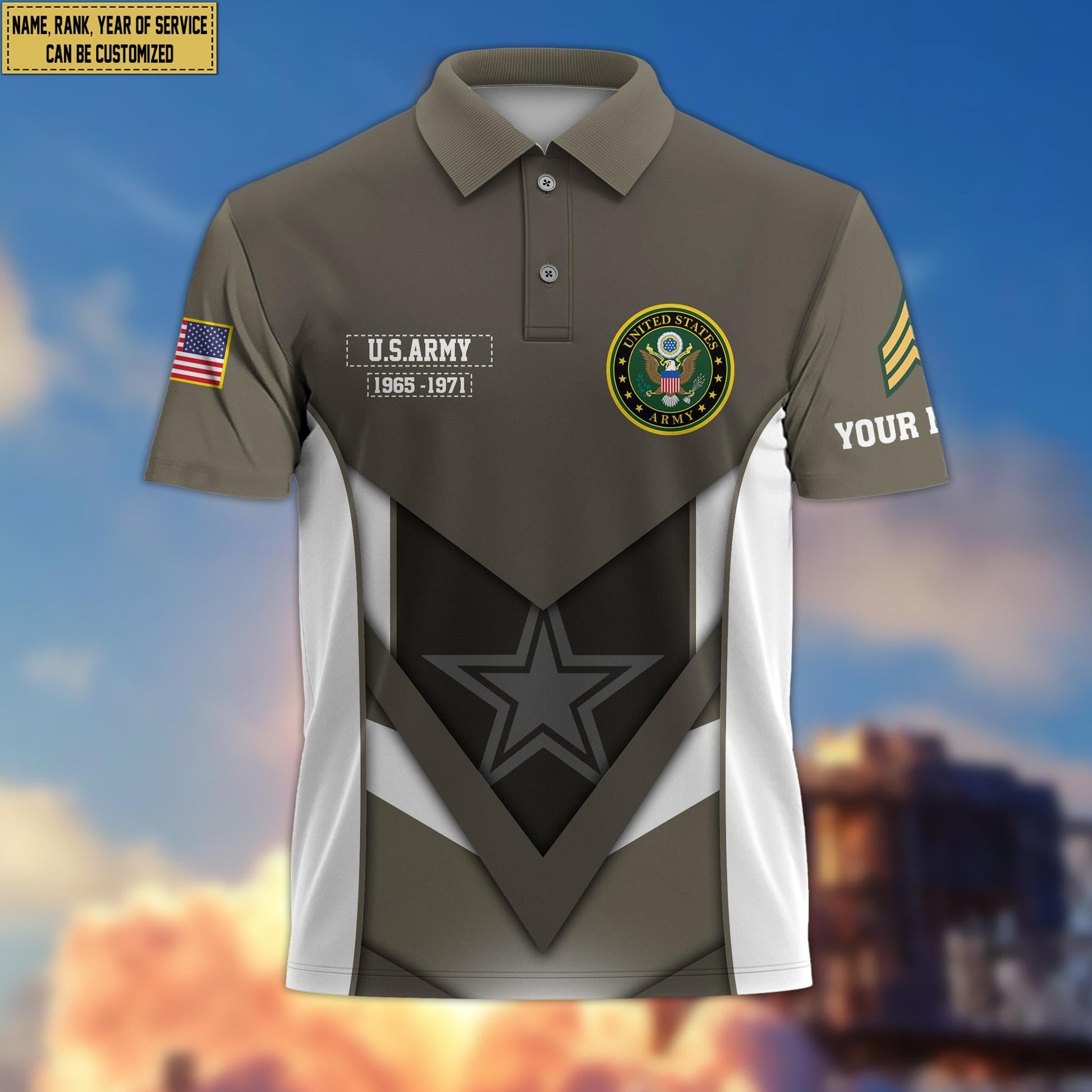 Customized US Army Veteran Polo Shirt, Gift for Grandpa Dad Husband, Gift for Army Veteran VPVC200801