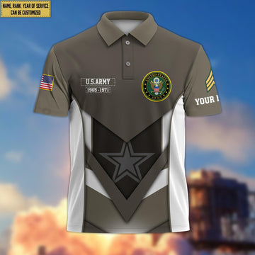 Customized US Army Veteran Polo Shirt, Gift for Grandpa Dad Husband, Gift for Army Veteran VPVC200801