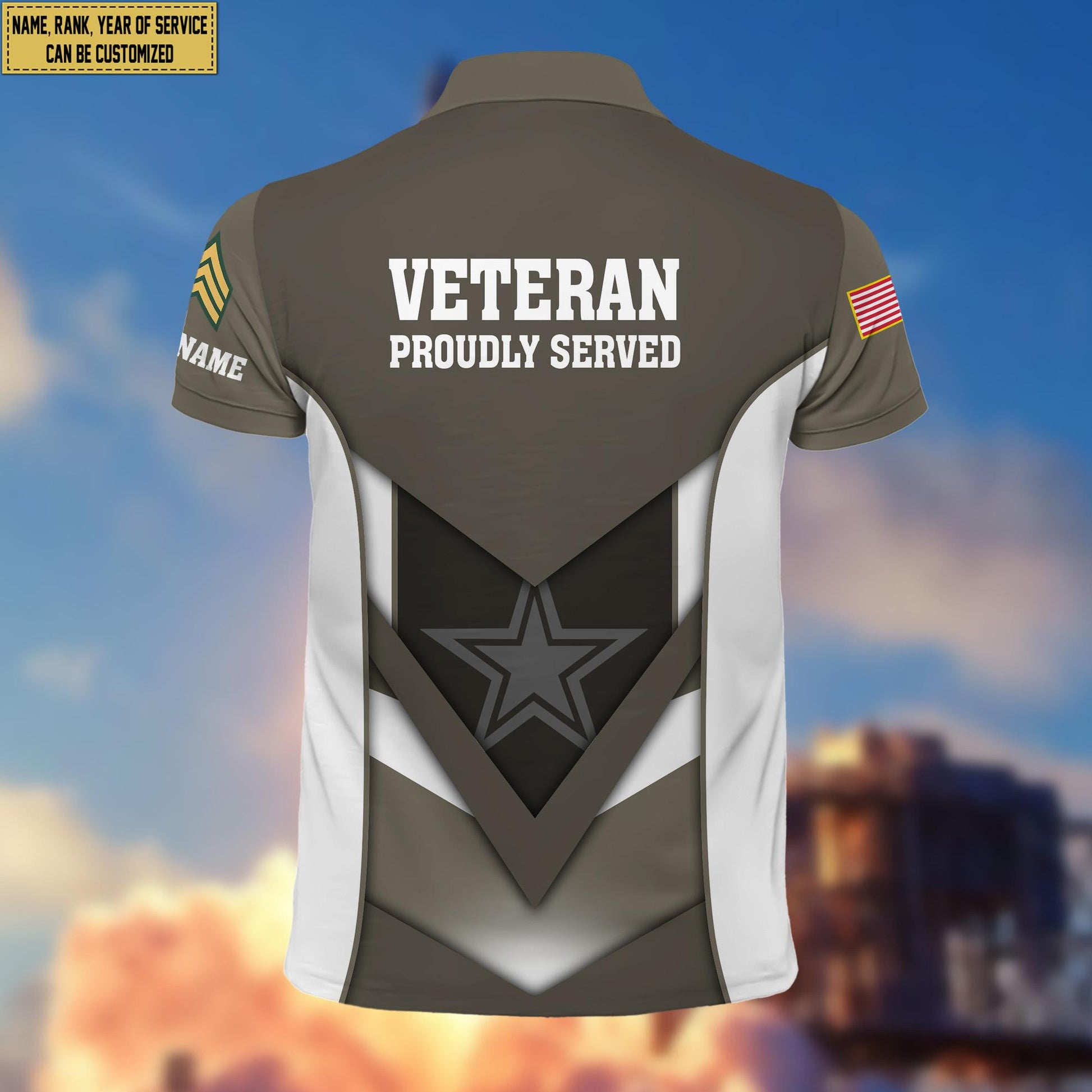 Customized US Army Veteran Polo Shirt, Gift for Grandpa Dad Husband, Gift for Army Veteran VPVC200801