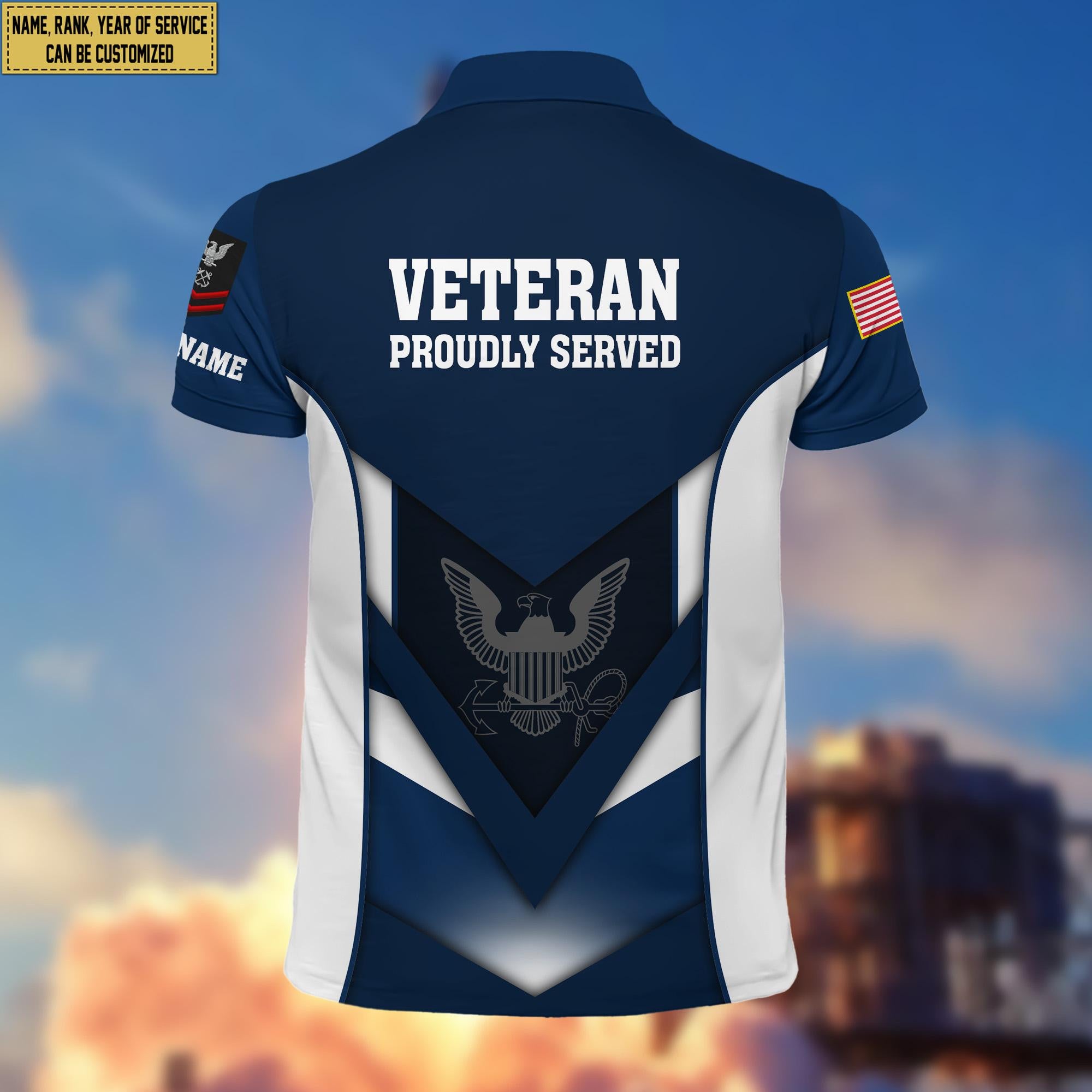 Customized US Navy Veteran Polo Shirt, Gift for Grandpa Dad Husband, Gift for Navy Veteran VPVC200802