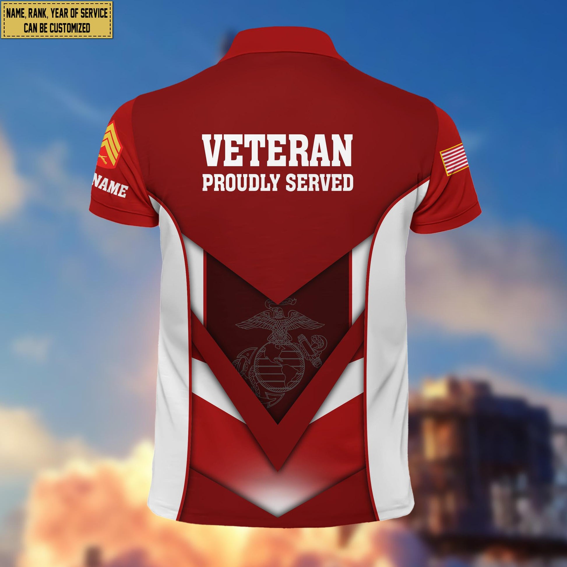 Customized USMC Veteran Polo Shirt, Gift for Grandpa Dad Husband, Gift for Marine Veteran VPVC200803