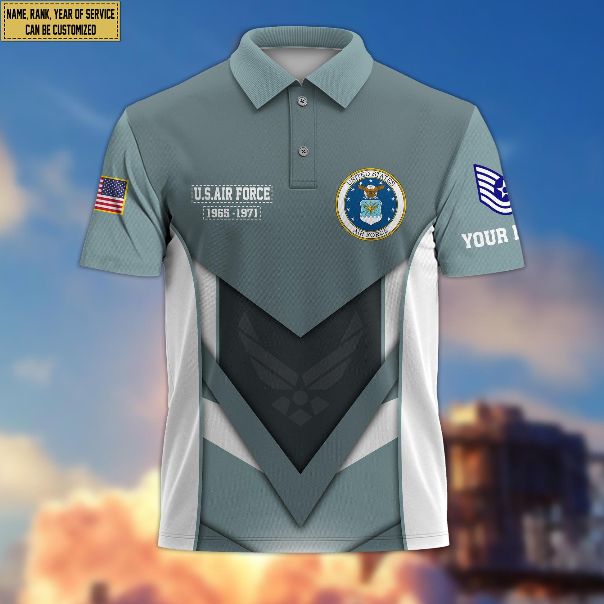 Customized USAF Veteran Polo Shirt, Gift for Grandpa Dad Husband, Gift for Air Force Veteran VPVC200804