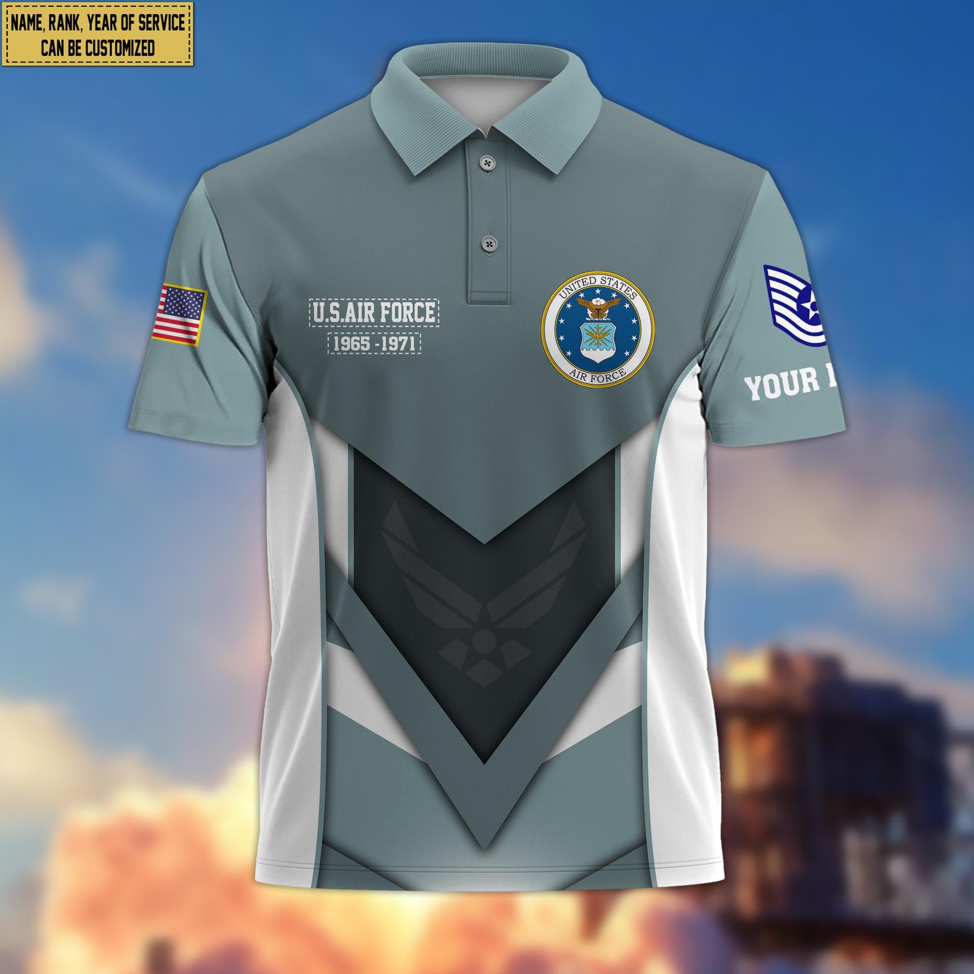 Customized USAF Veteran Polo Shirt, Gift for Grandpa Dad Husband, Gift for Air Force Veteran VPVC200804