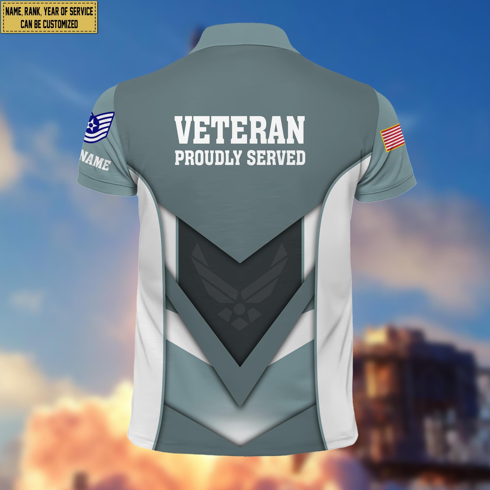 Customized USAF Veteran Polo Shirt, Gift for Grandpa Dad Husband, Gift for Air Force Veteran VPVC200804