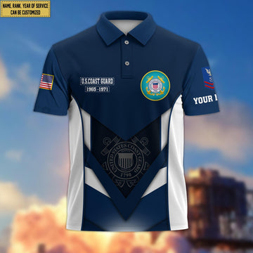 Customized USCG Veteran Polo Shirt, Gift for Grandpa Dad Husband, Gift for Coast Guard Veteran VPVC200805