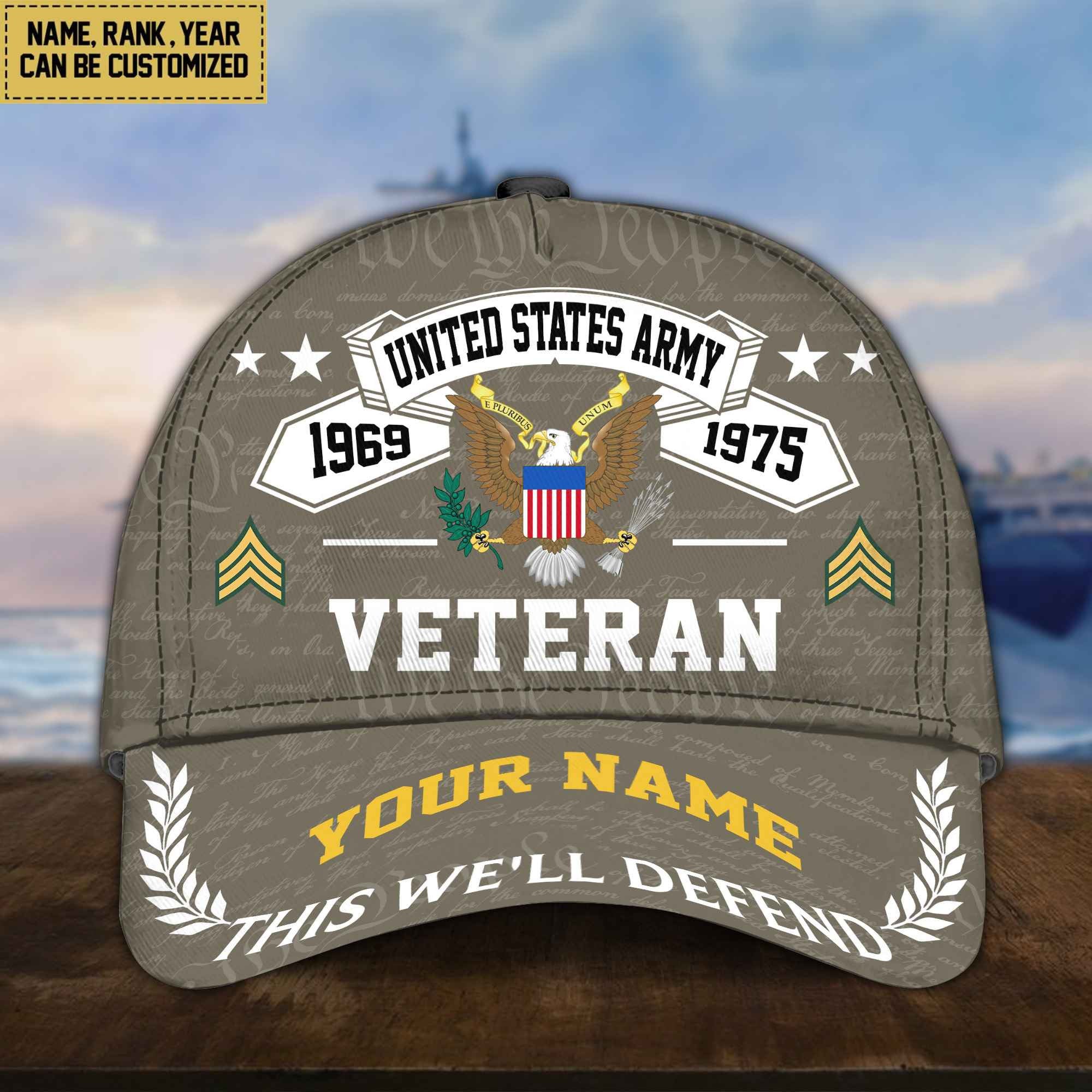 Personalized US Army Hat - Custom Name, Rank, Gift For US Army Veteran - Cap VPVC002101