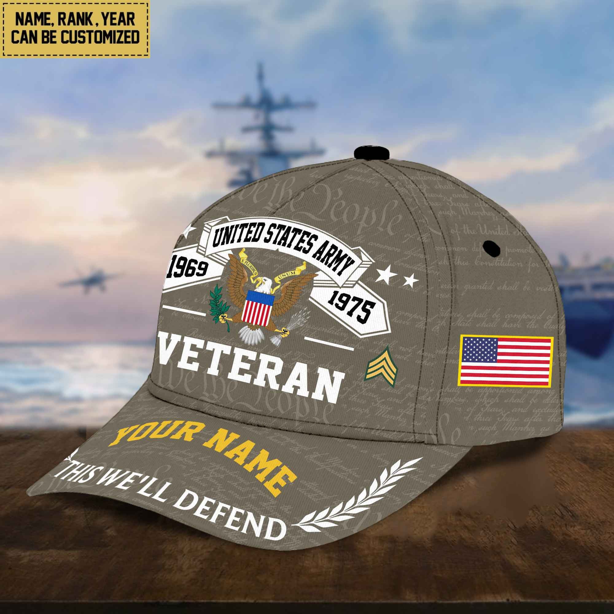 Personalized US Army Hat - Custom Name, Rank, Gift For US Army Veteran - Cap VPVC002101