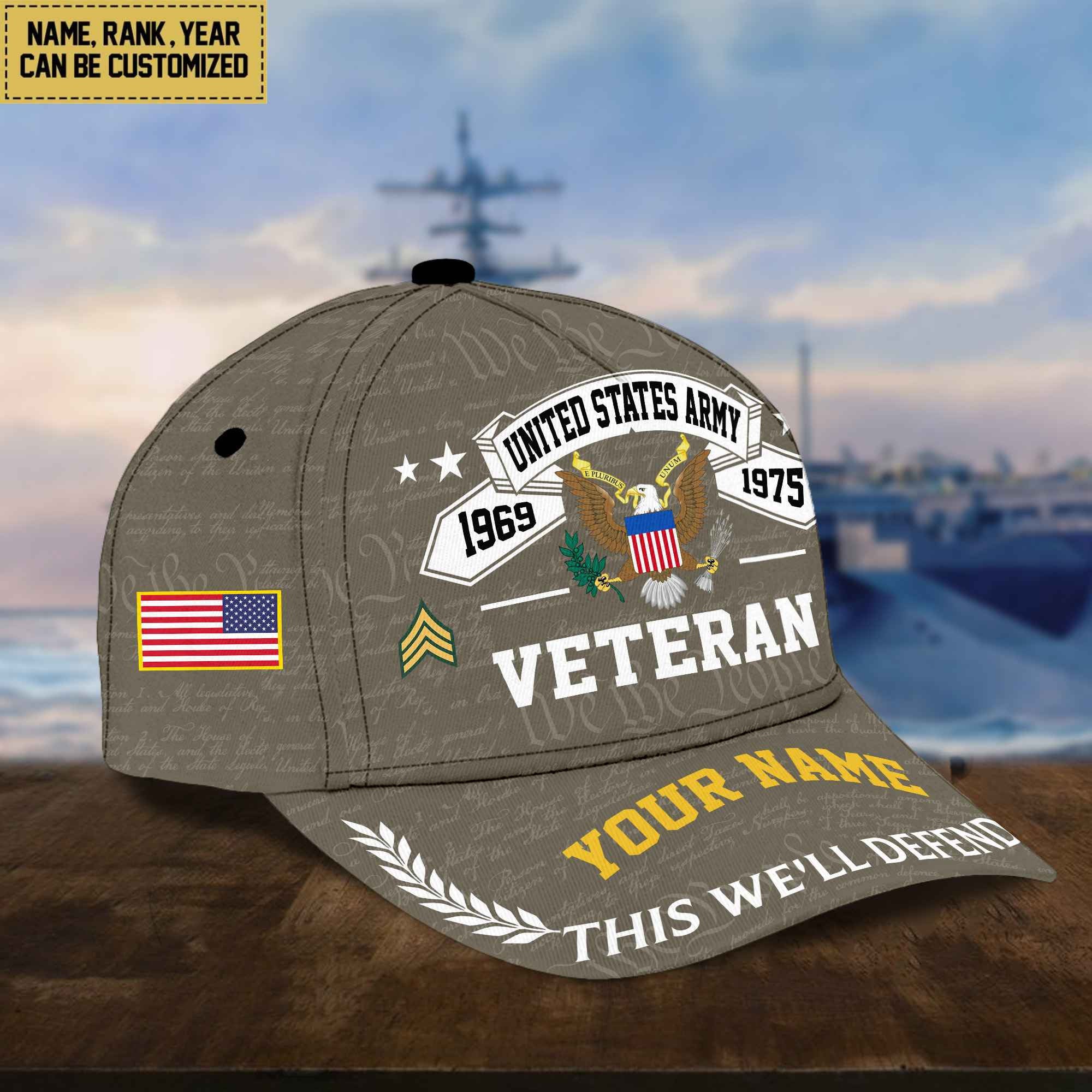 Personalized US Army Hat - Custom Name, Rank, Gift For US Army Veteran - Cap VPVC002101