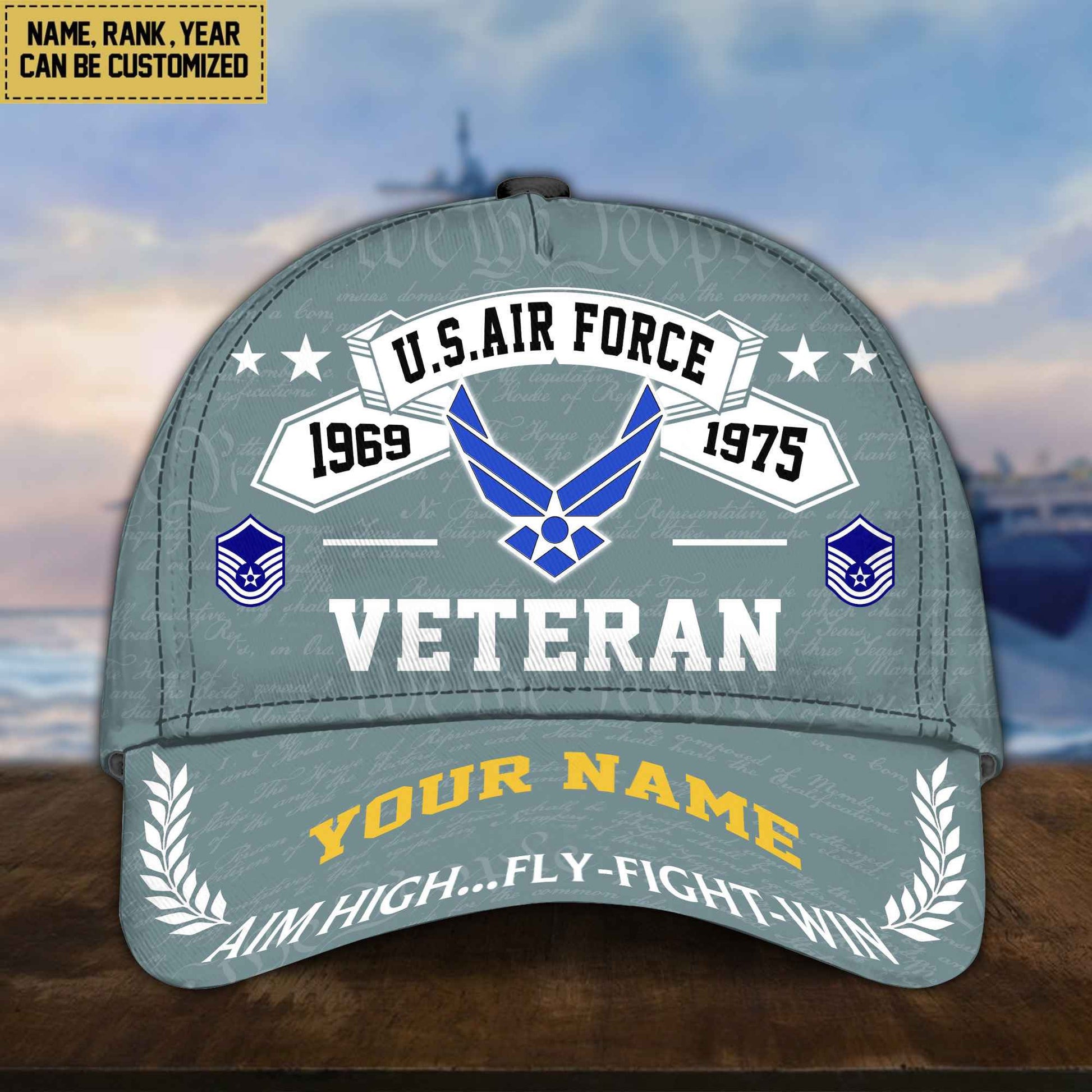 Personalized USAF Hat - Custom Name, Rank, Gift For US Air Force Veteran - Cap VPVC002104