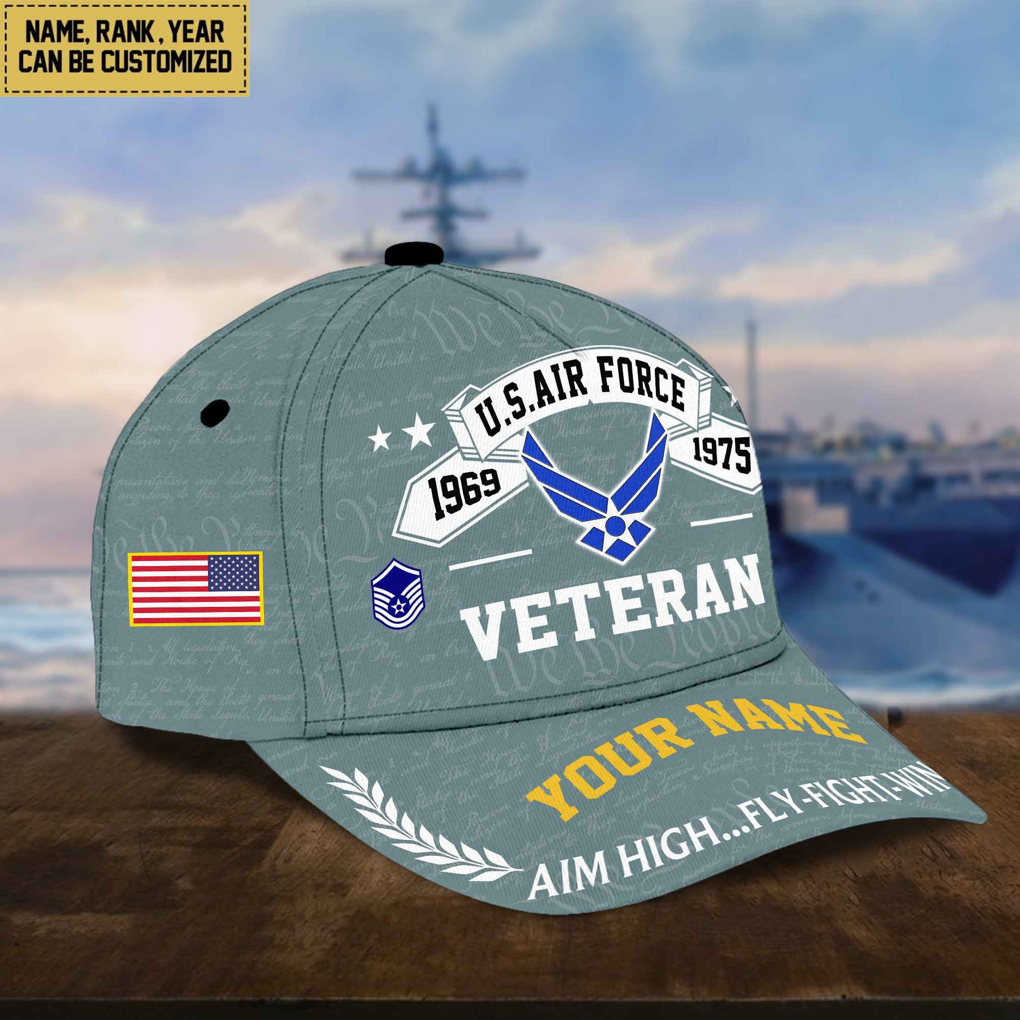 Personalized USAF Hat - Custom Name, Rank, Gift For US Air Force Veteran - Cap VPVC002104