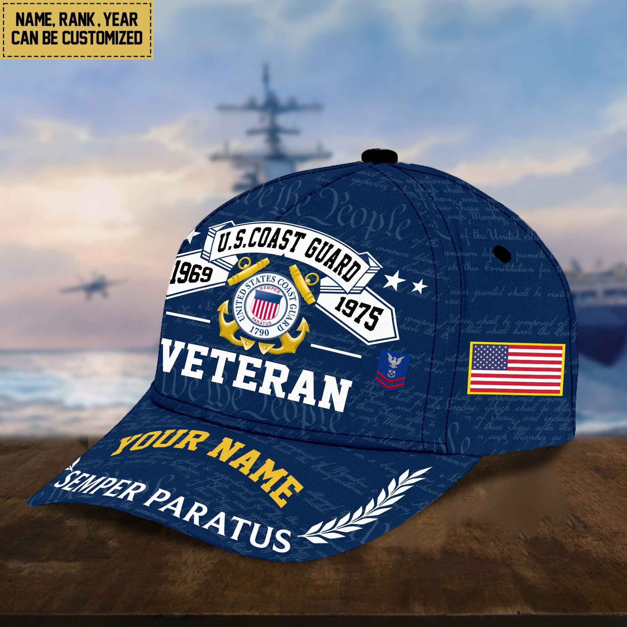 Personalized USCG Hat - Custom Name, Rank, Gift For US Coast Guard Veteran - Cap VPVC002105