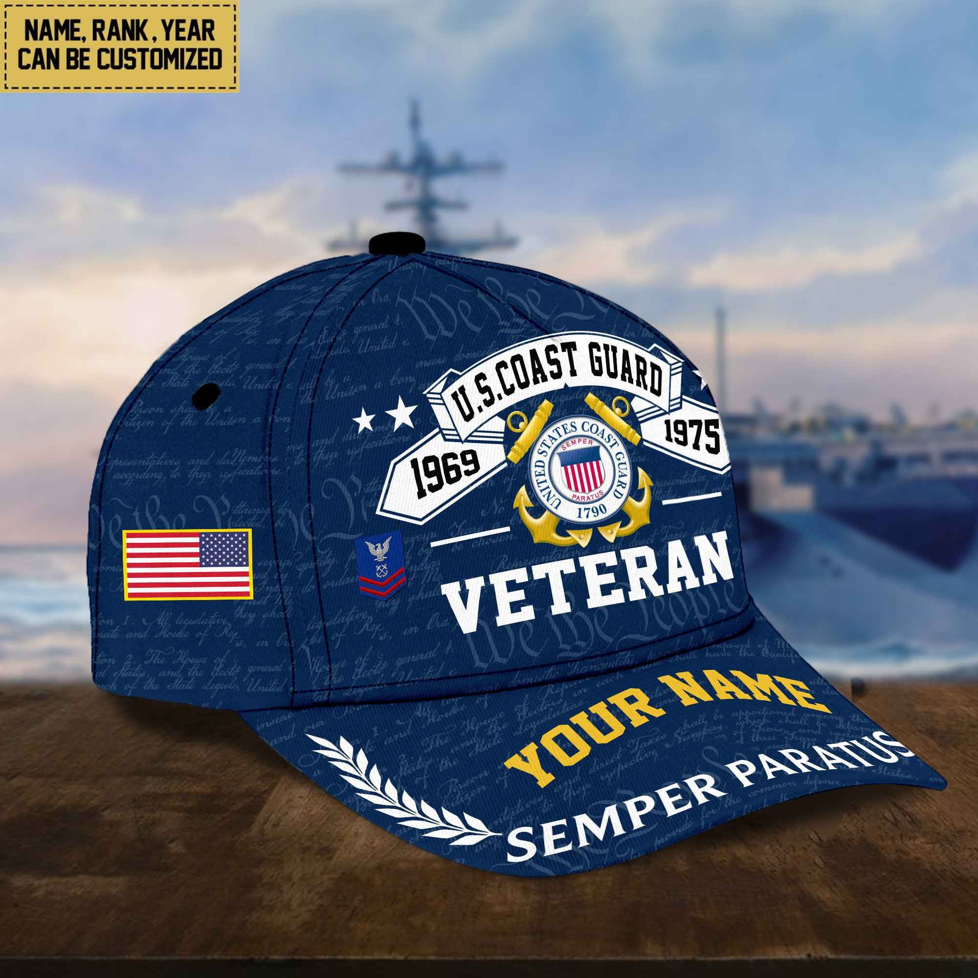 Personalized USCG Hat - Custom Name, Rank, Gift For US Coast Guard Veteran - Cap VPVC002105