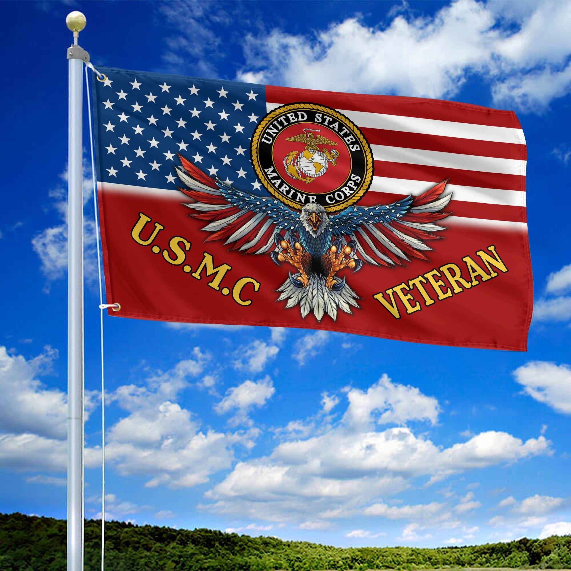 Unique U.S.M.C Veteran Grommet Flag, Gift For Marine Veteran VPVC104603