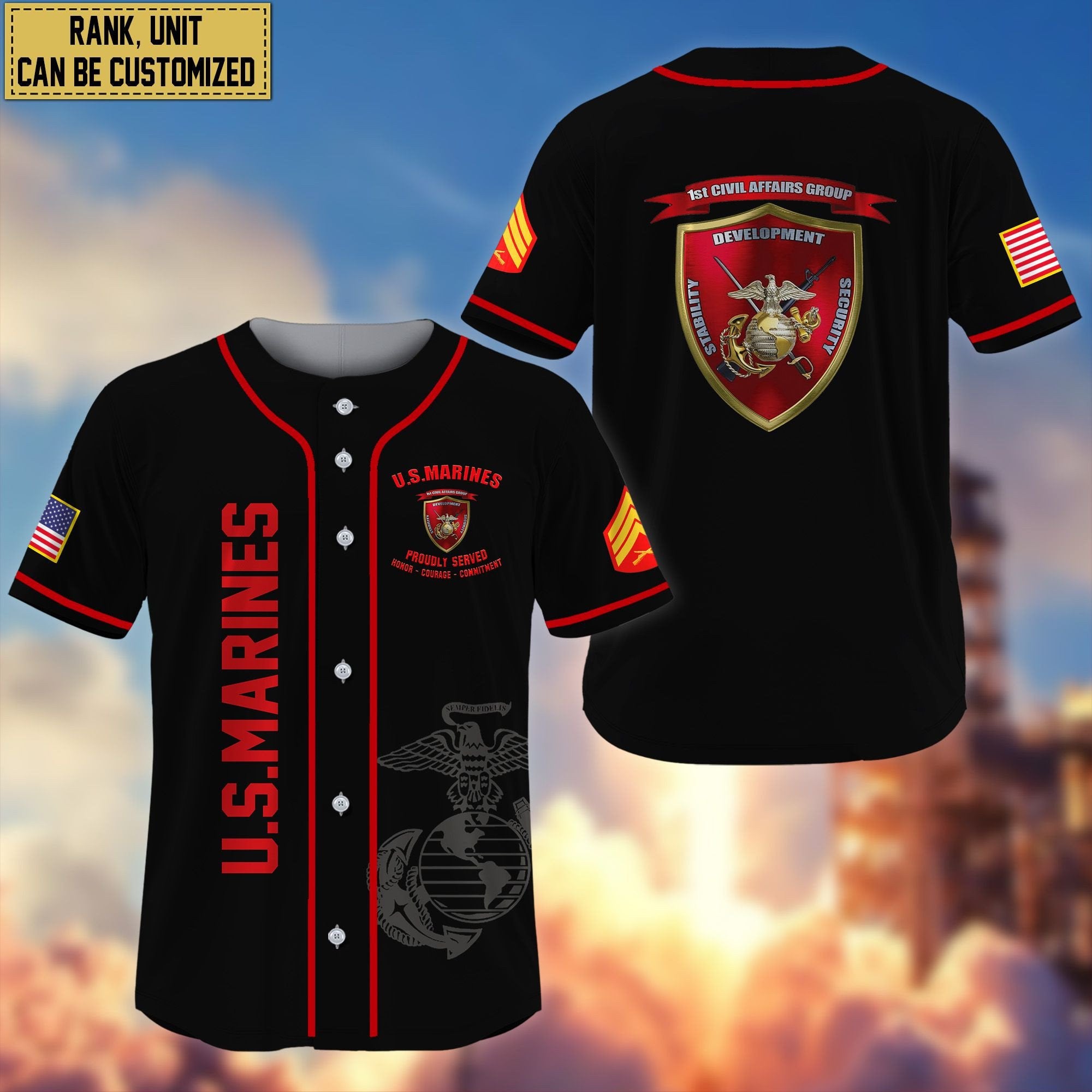 Premium Personalized US Veterans Baseball Jersey APVC030601