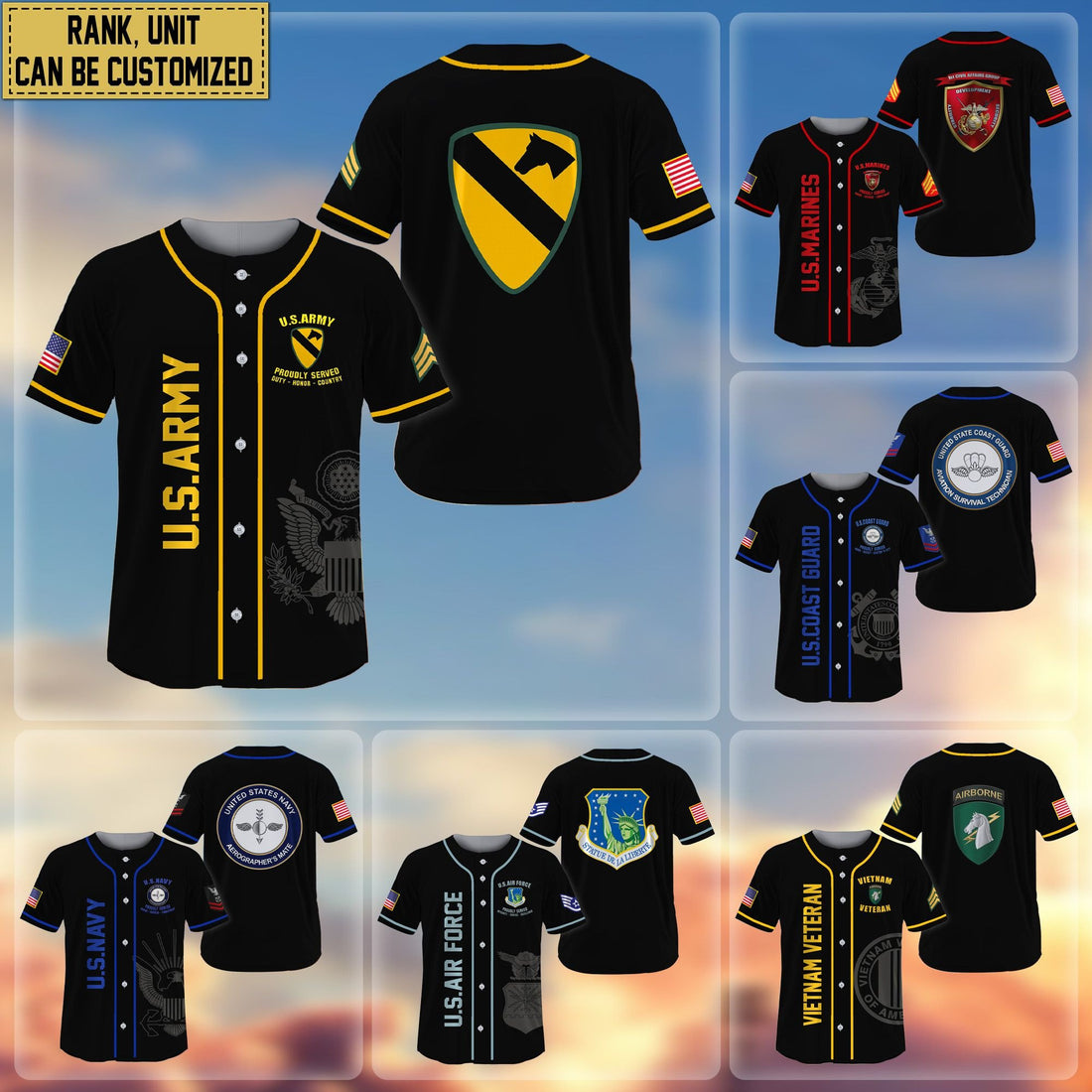 Premium Personalized US Veterans Baseball Jersey APVC030601