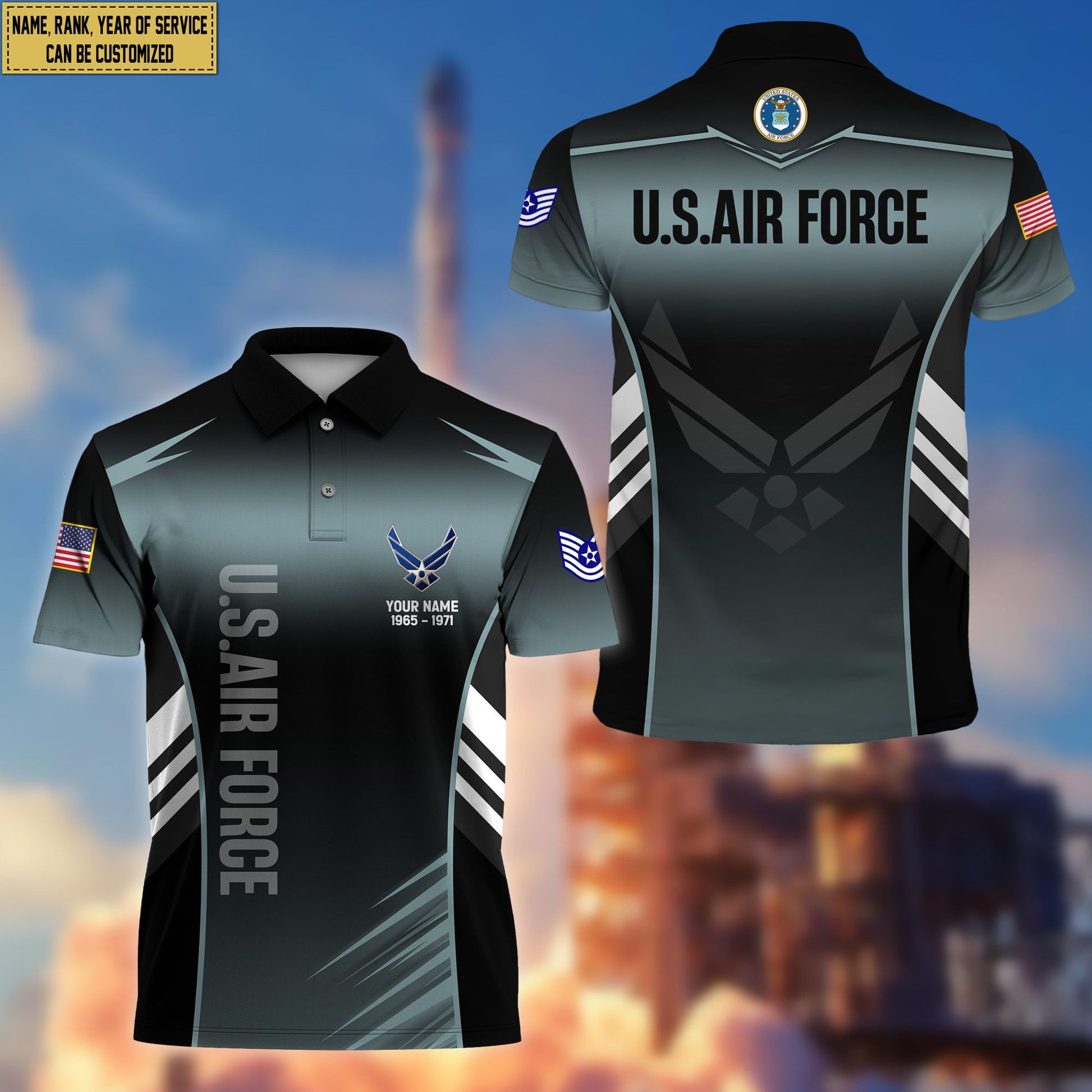 USAF Polo Shirt, Gift for Grandpa Dad Husband, Gift for Air Force Veteran VPVC200904