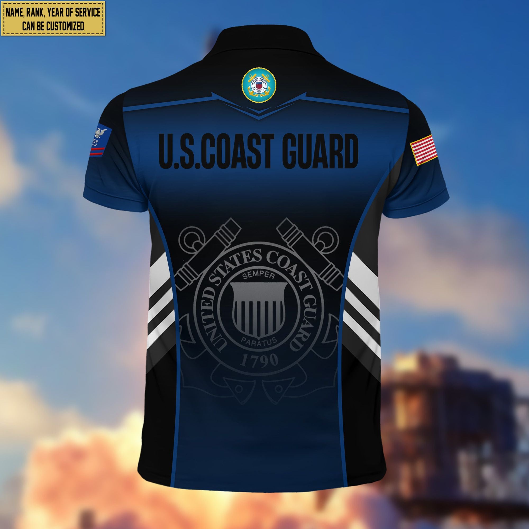 USCG Polo Shirt, Gift for Grandpa Dad Husband, Gift for Coast Guard Veteran VPVC200905