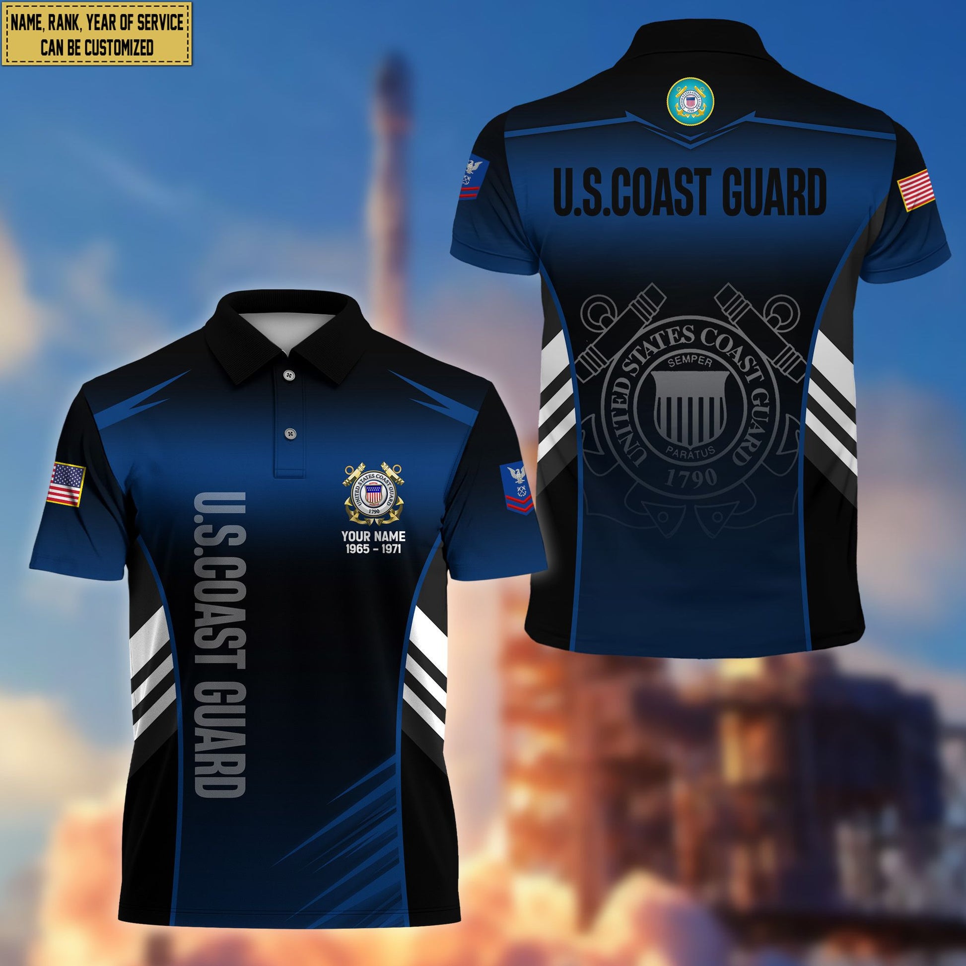 USCG Polo Shirt, Gift for Grandpa Dad Husband, Gift for Coast Guard Veteran VPVC200905