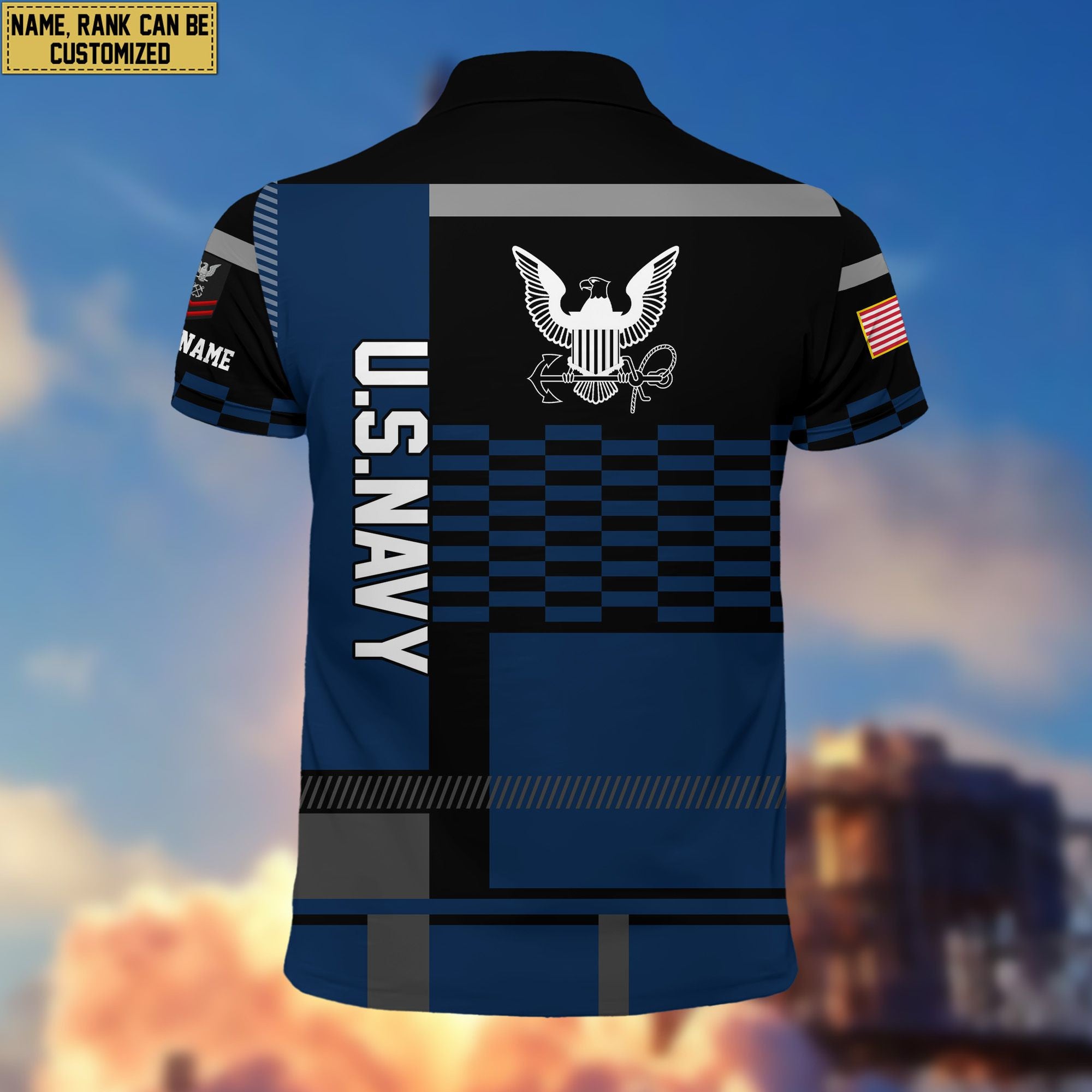Premium Custom Name, Rank US Navy Polo Shirt, Gift for Navy Veteran VPVC201002