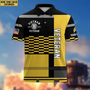 Premium Custom Name, Rank Vietnam Veteran Polo Shirt, Gift for Vietnam Veteran VPVC201006