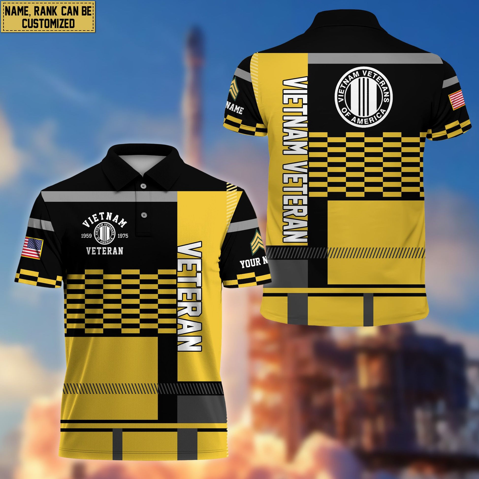 Premium Custom Name, Rank Vietnam Veteran Polo Shirt, Gift for Vietnam Veteran VPVC201006