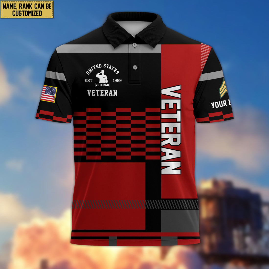 Premium Custom Name, Rank US Veteran Polo Shirt, Gift for US Veteran VPVC201007