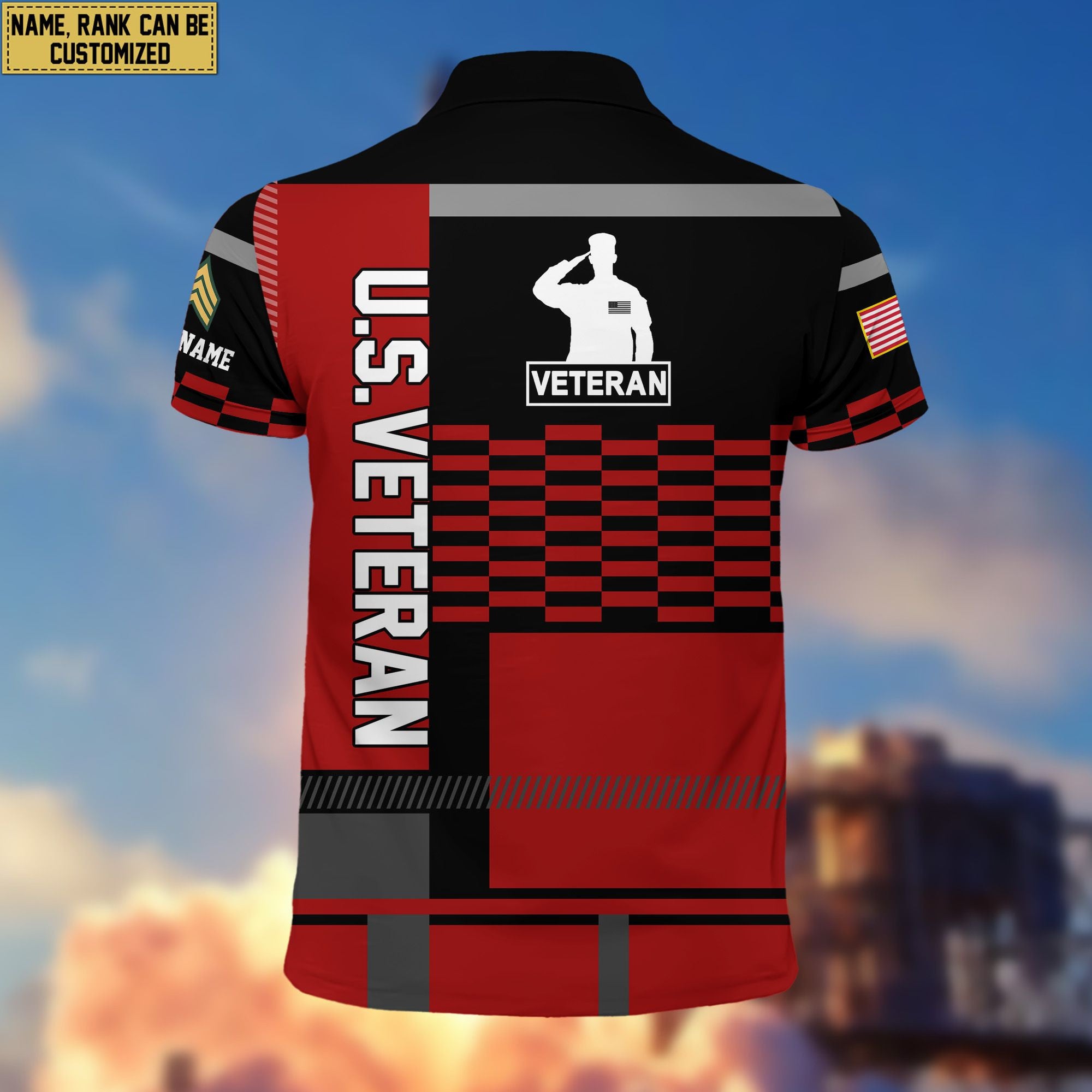 Premium Custom Name, Rank US Veteran Polo Shirt, Gift for US Veteran VPVC201007