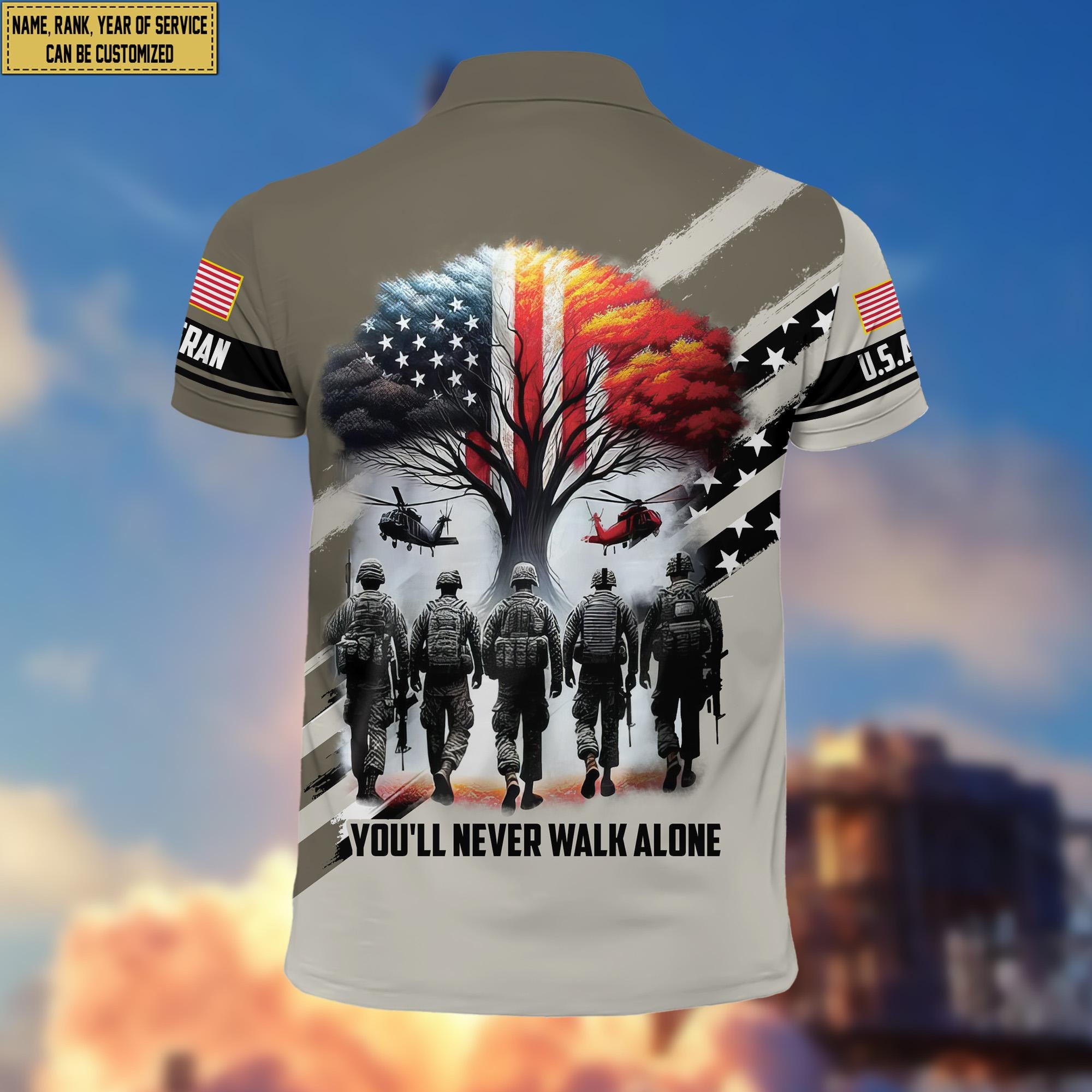 Premium Custom Name, Rank US Army Polo Shirt, Gift for Army Veteran VPVC201201