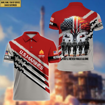 Premium Custom Name, Rank USMC Polo Shirt, Gift for Marine Veteran VPVC201203