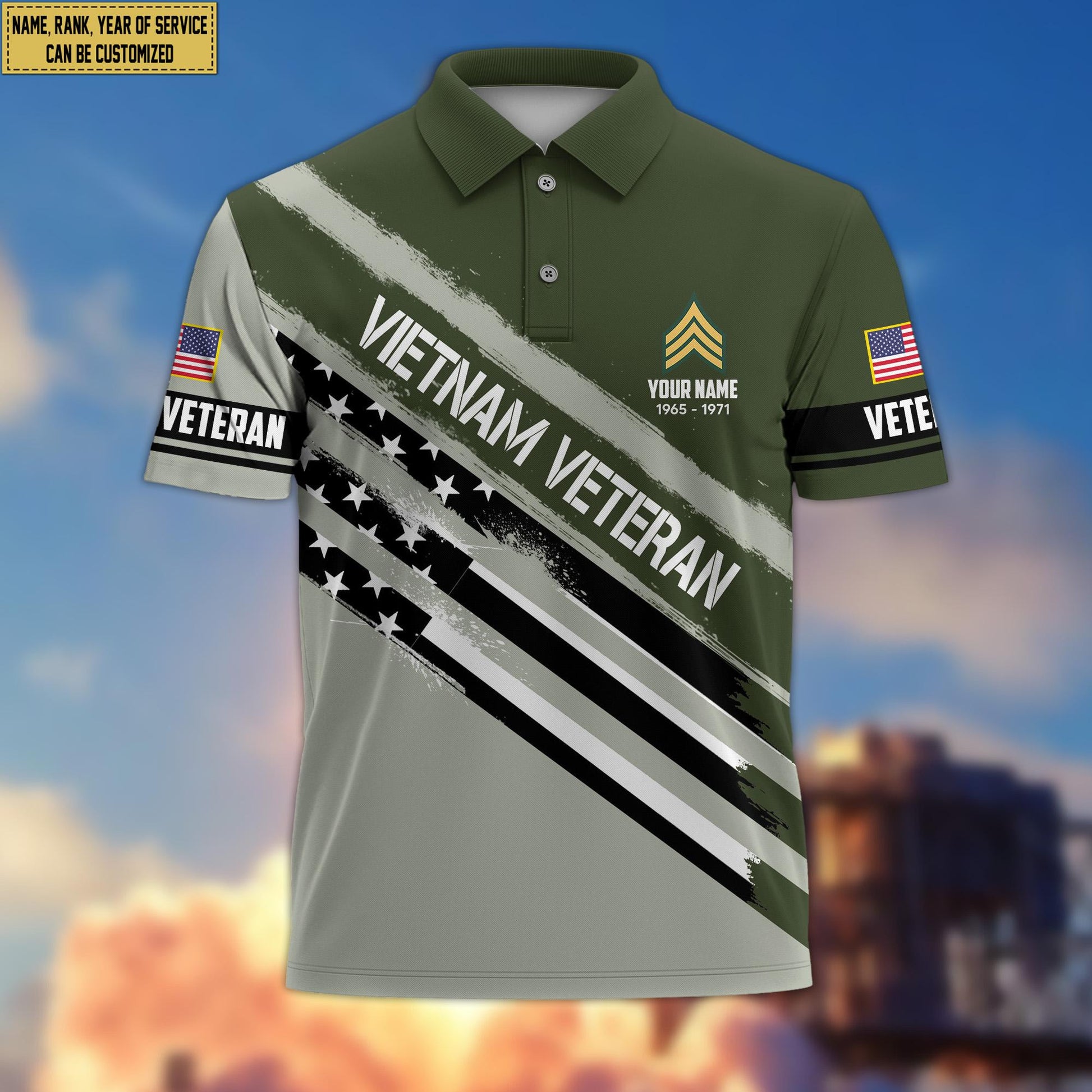 Premium Custom Name, Rank Vietnam Veteran Polo Shirt, Gift for Vietnam Veteran VPVC201206