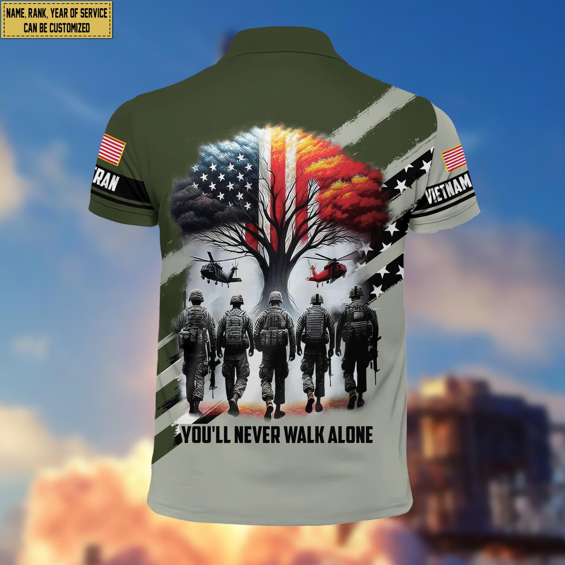 Premium Custom Name, Rank Vietnam Veteran Polo Shirt, Gift for Vietnam Veteran VPVC201206