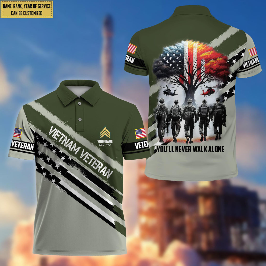 Premium Custom Name, Rank Vietnam Veteran Polo Shirt, Gift for Vietnam Veteran VPVC201206