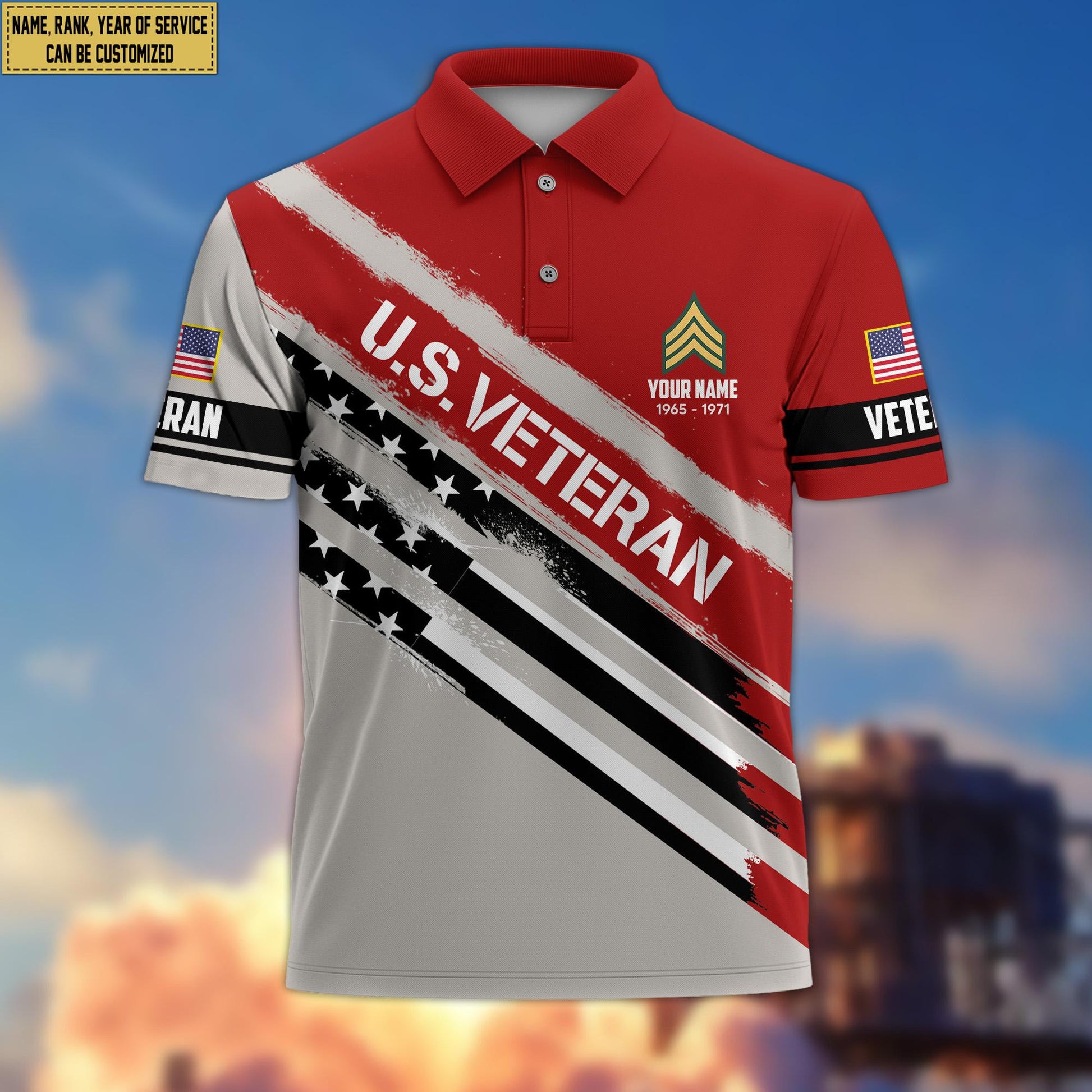 Premium Custom Name, Rank US Veteran Polo Shirt, Gift for US Veteran VPVC201207