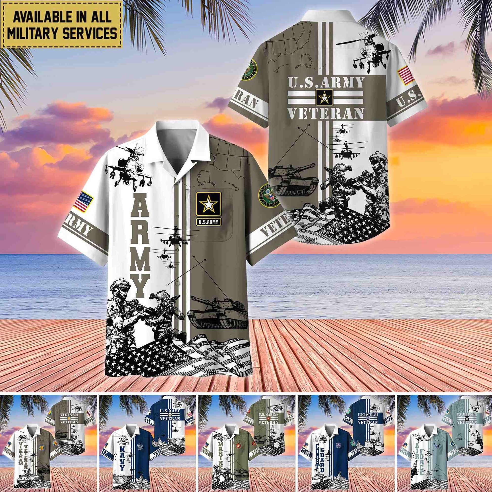 Premium US Veterans Hawaii Shirt With Pocket, Gift For Army Veteran, Navy Veteran, Marine Veteran, Air Force Veteran, Coast Guard Veteran, Vietnam Veteran, Gift For Veterans Day, Father's Day, Independence Day APVC120610