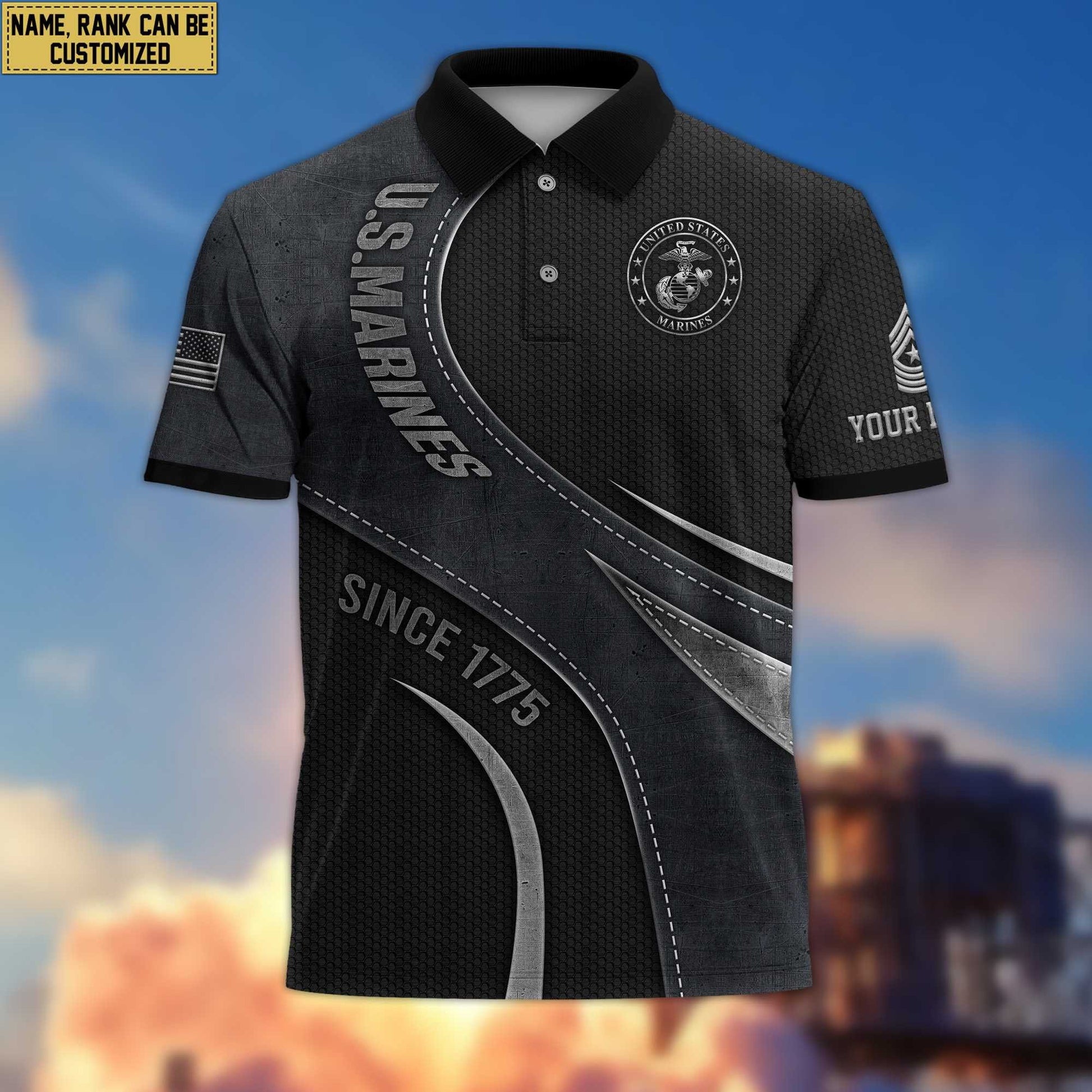 Premium Custom USMC Polo Shirt, Gift for Marine Veteran VPVC201303