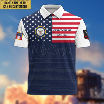 US Navy Polo Shirt, Custom Name, Rank, Gift for Navy Veteran, Veterans Day, Father's Day VPVC201502