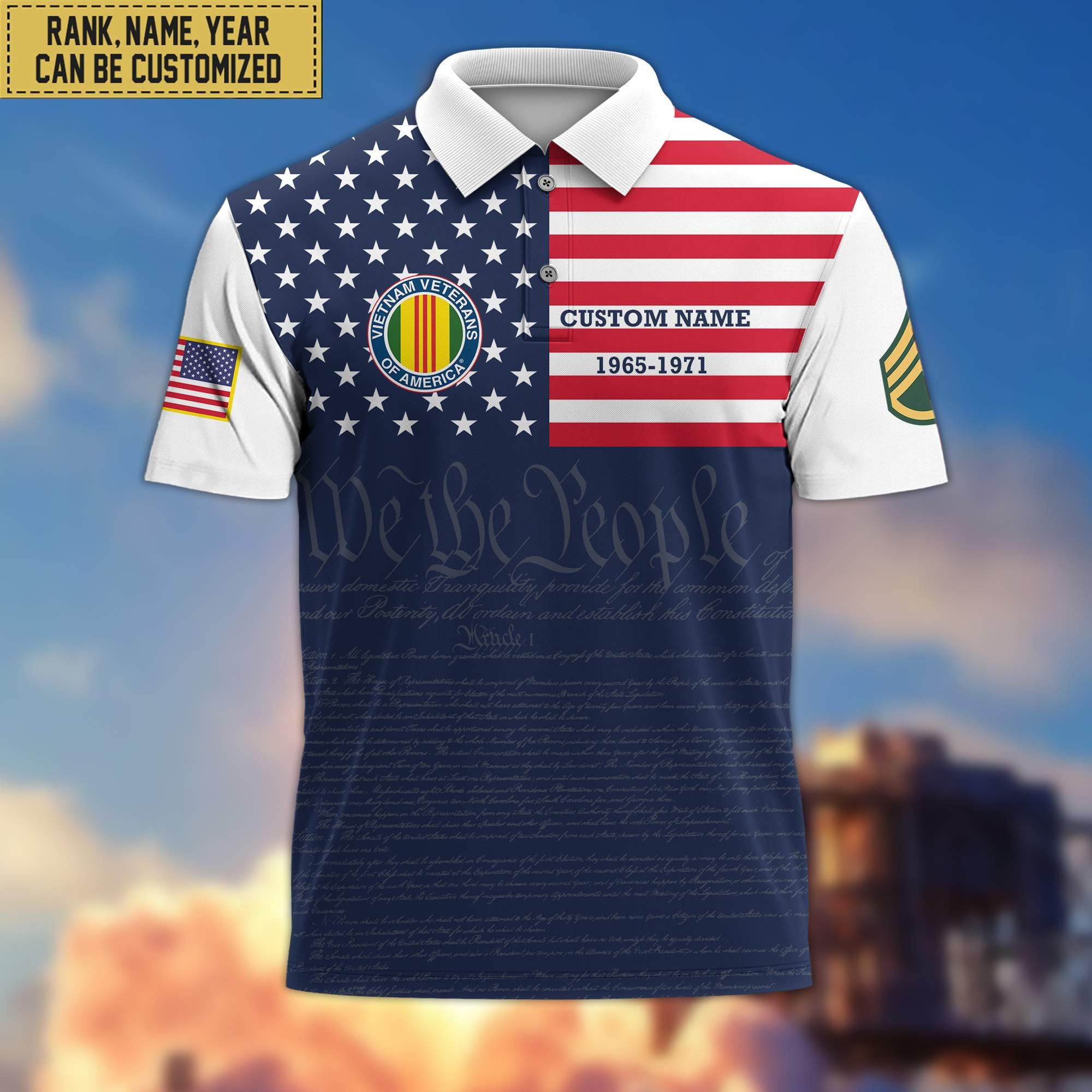 Vietnam Veteran Polo Shirt, Custom Name, Rank, Gift for Vietnam Veteran, Veterans Day, Father's Day VPVC201506